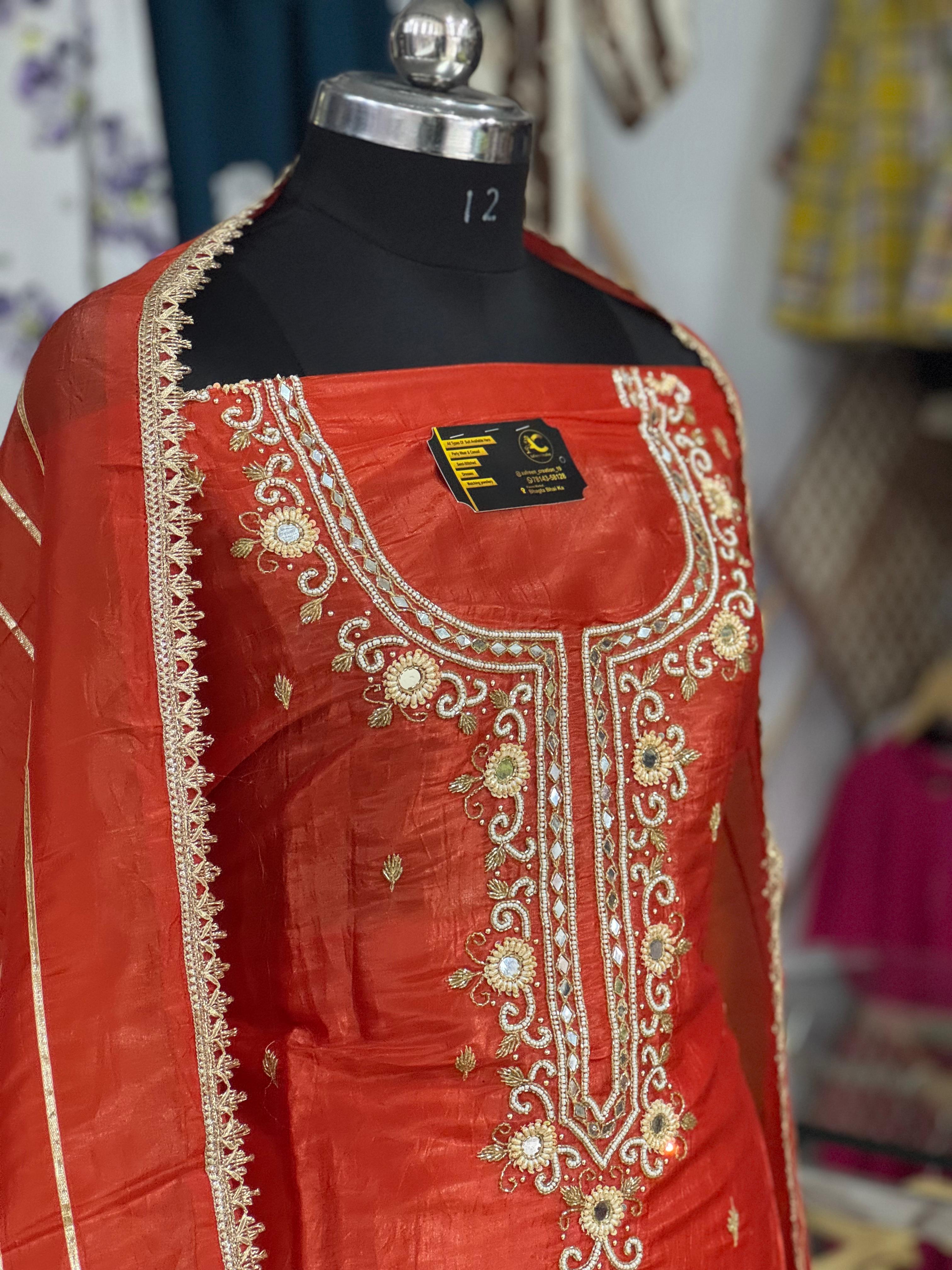 AC189 | Rust  Shade Suit | Crus Stuff | Hand Work | Party Wear | Jaggo Wear | Ring Ceremony | Wedding Suit