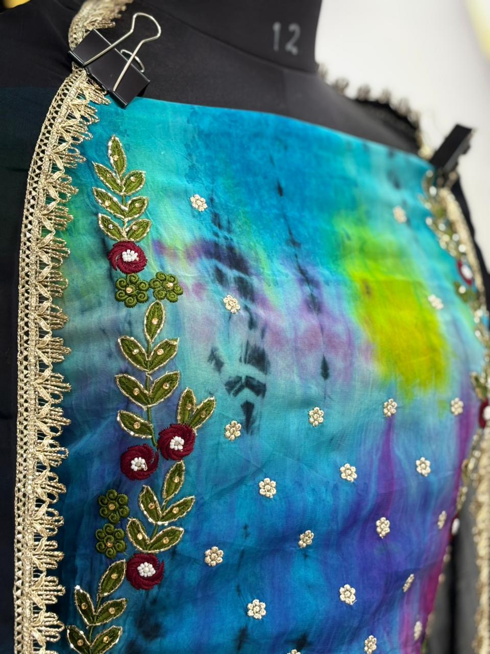 AC210 || Tie-Dye Suit || Hand Work | Organza Suit |Jaggo  Wear || Party Wear 