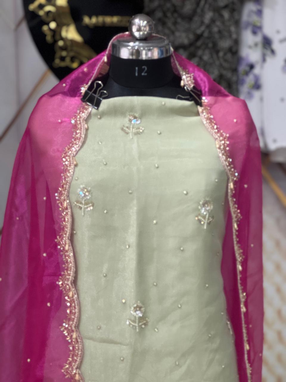 kiwi Shade | Organza Stuff | Party Wear | Jaggo Wear | Office Wear | 