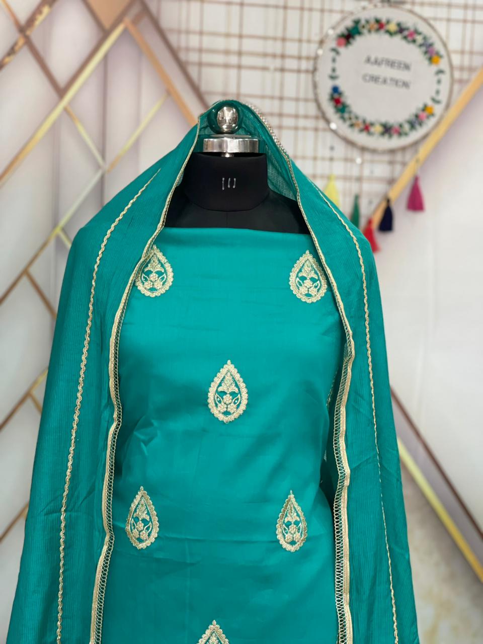 Embroidered Suit | Zari Word | Greace Cotton | New Artical