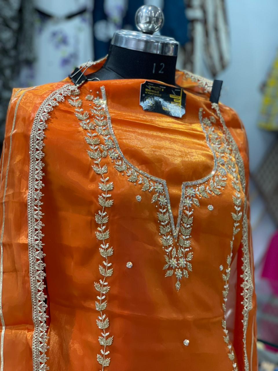 AC196 | Orange Shade Suit | Shimmer Stuff | Jaggo | Ring Ceremony | Party Wear