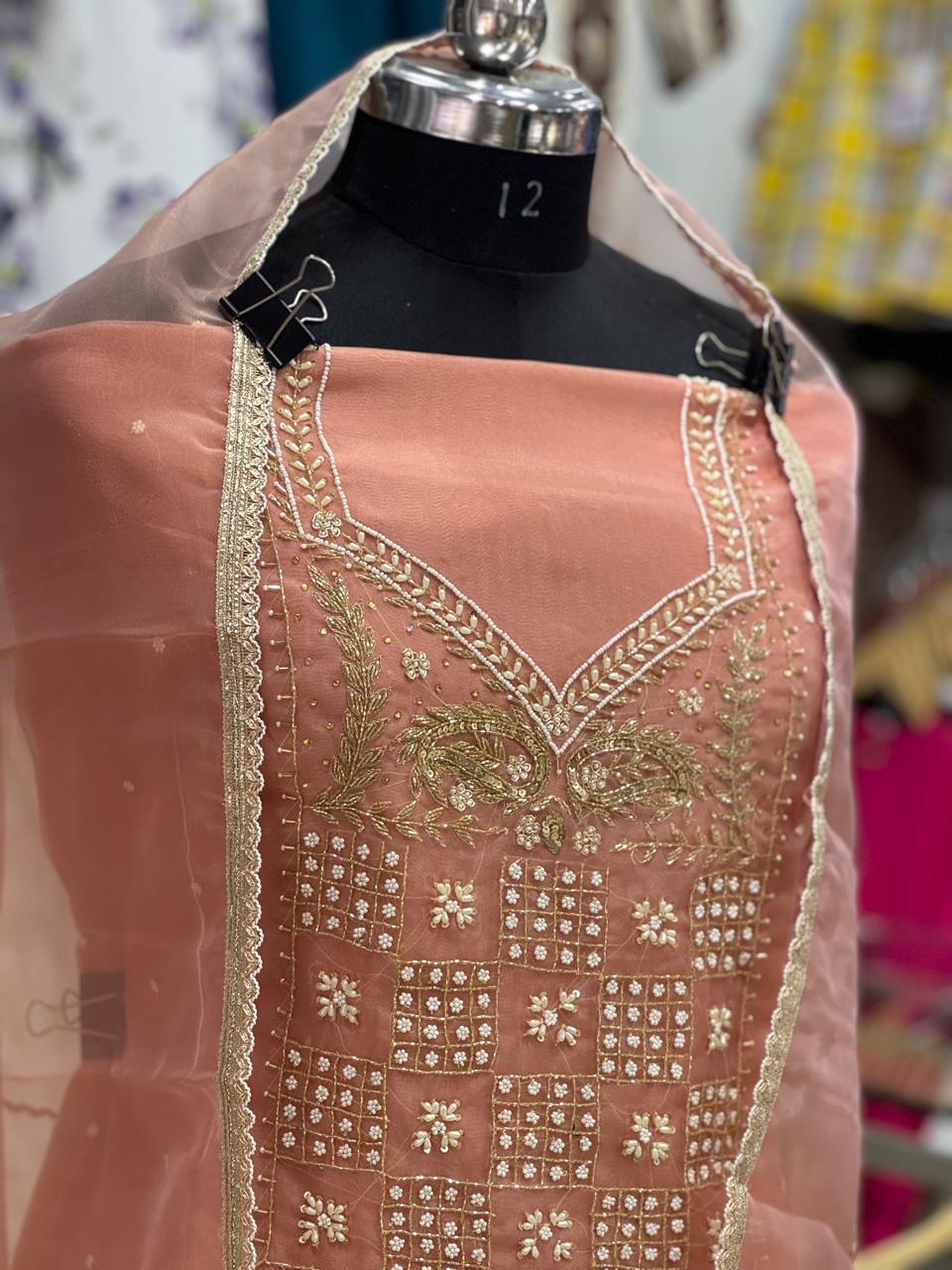 Peach Shade | Organza Stuff | Wedding Suit | Ring Ceremony Suit | Festivel Suit | Party Wear Suit 