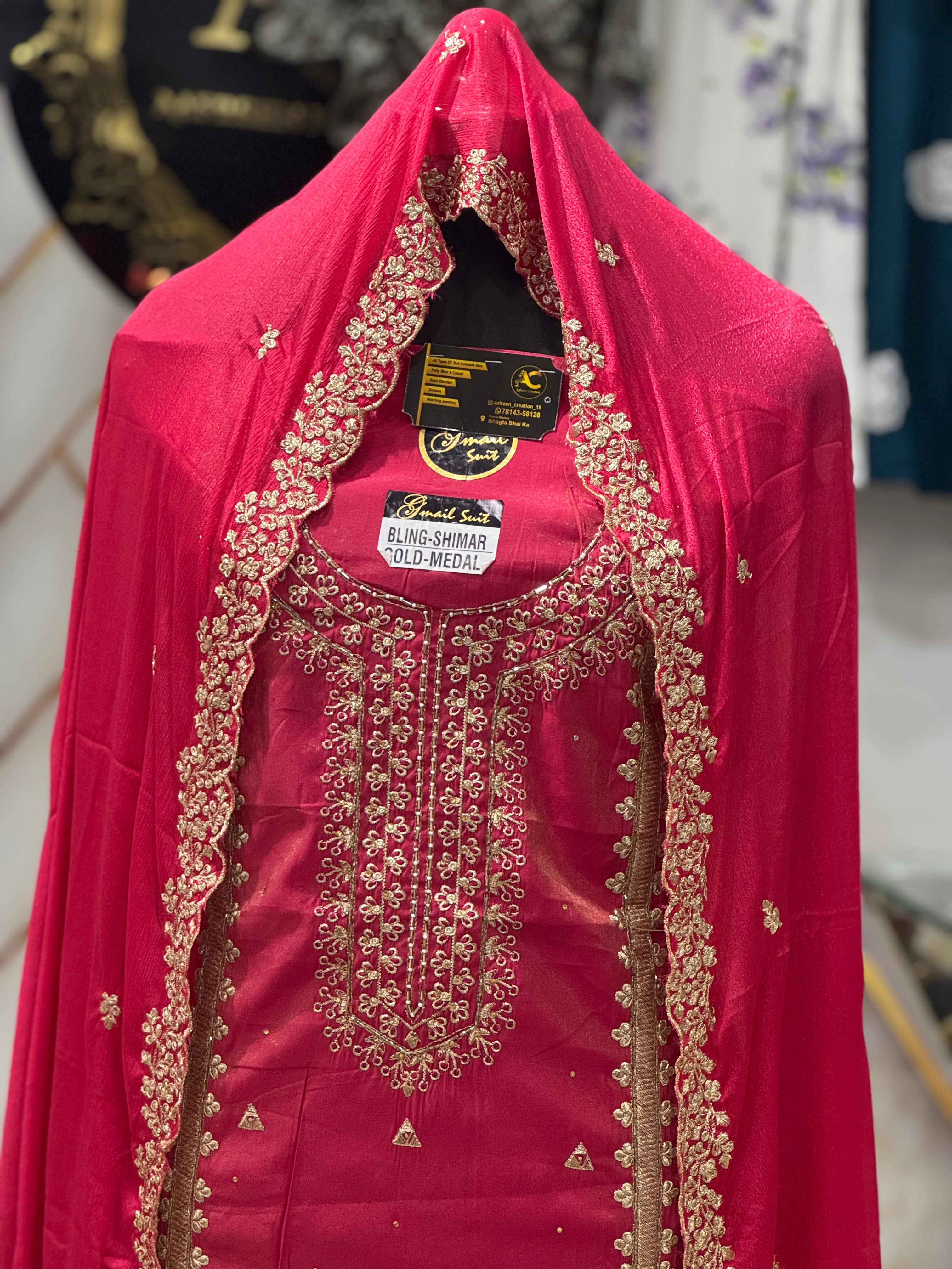 AC186 | Pink Shade Suit | Shimmer Stuff | Hand Work | Jaggo  Wear | Party Wear | Ring Ceremony | 