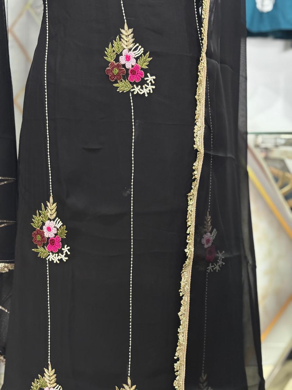 AC198 | Black Suit | Burbery Fabirc | Party Wear Suit | Jaggo Wear | Ring Ceremony Suit | 