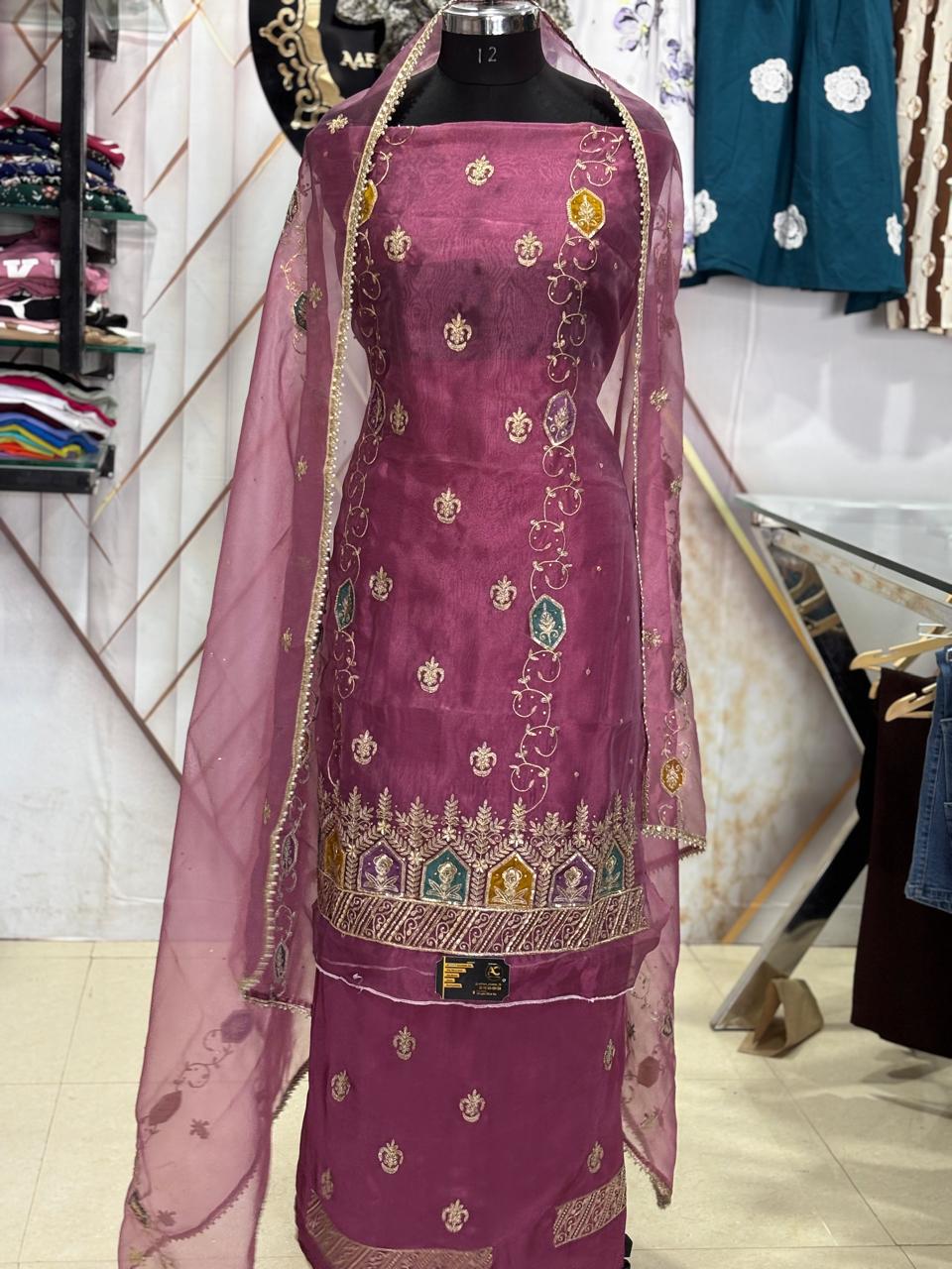 AC201 | Organza Stuff | Light Wine Shade | Jaggo Wear | Party Wear | Festivel