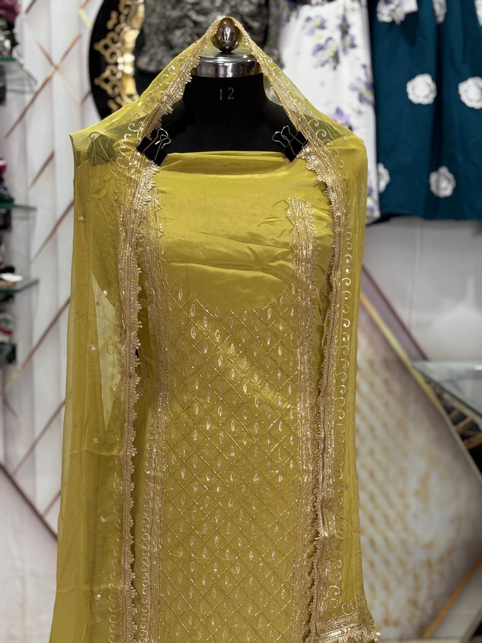 AC206 | Light Lemon Suit | Hand work | Festivel Suit | Party Wear | Office Wear 