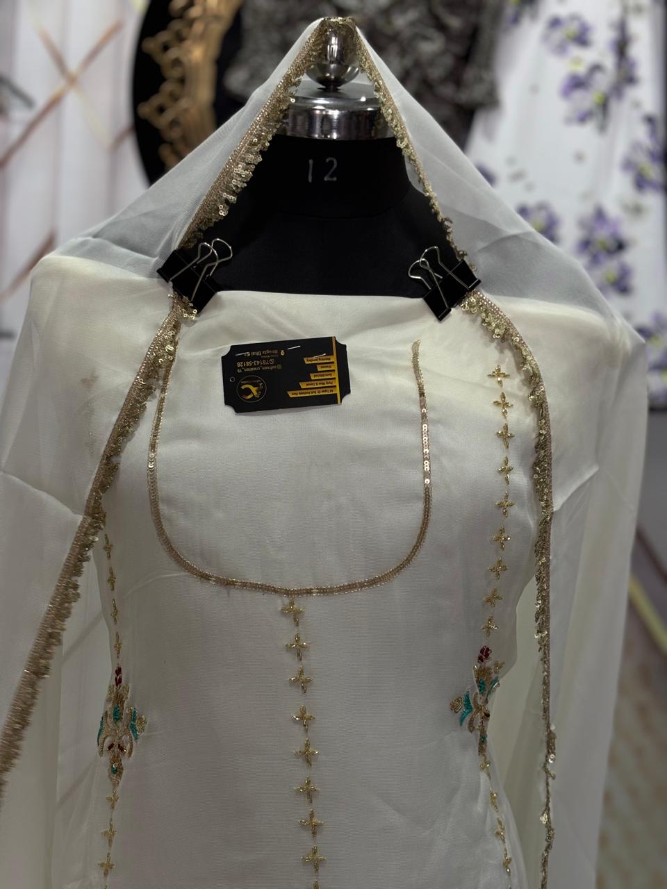 AC199 | White Suit | Burbery Fabric | Jaggo Wear | Party Wear | Ring Ceremony | Wedding Suit