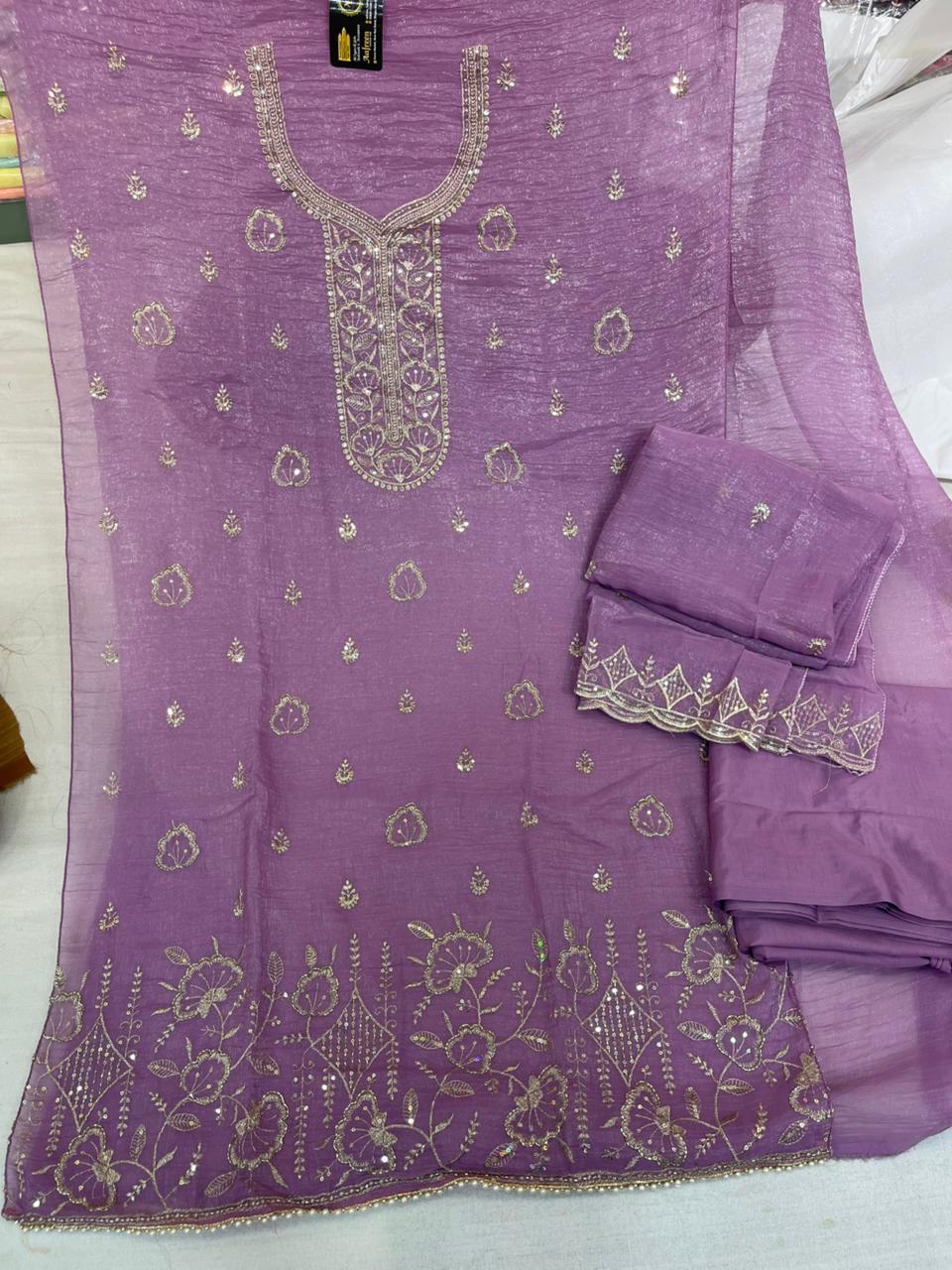 Lavender Shade || Hand Work | Chippi Work | Jaggo Wear | Ring Ceremony Wear