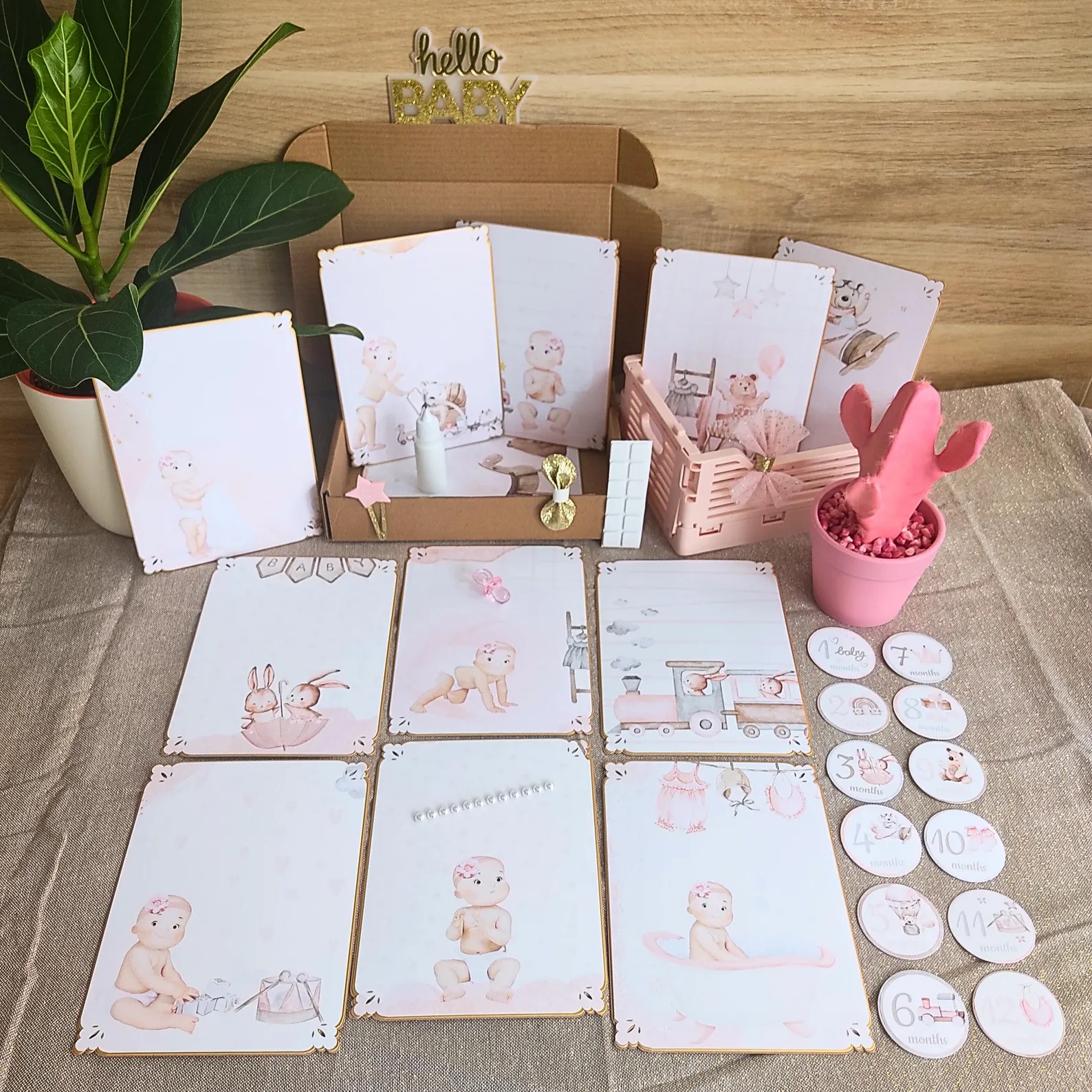  Kit Scrapbooking DIY Débutant avec tutoriel - 12 cartes étapes fille - Modèle 1