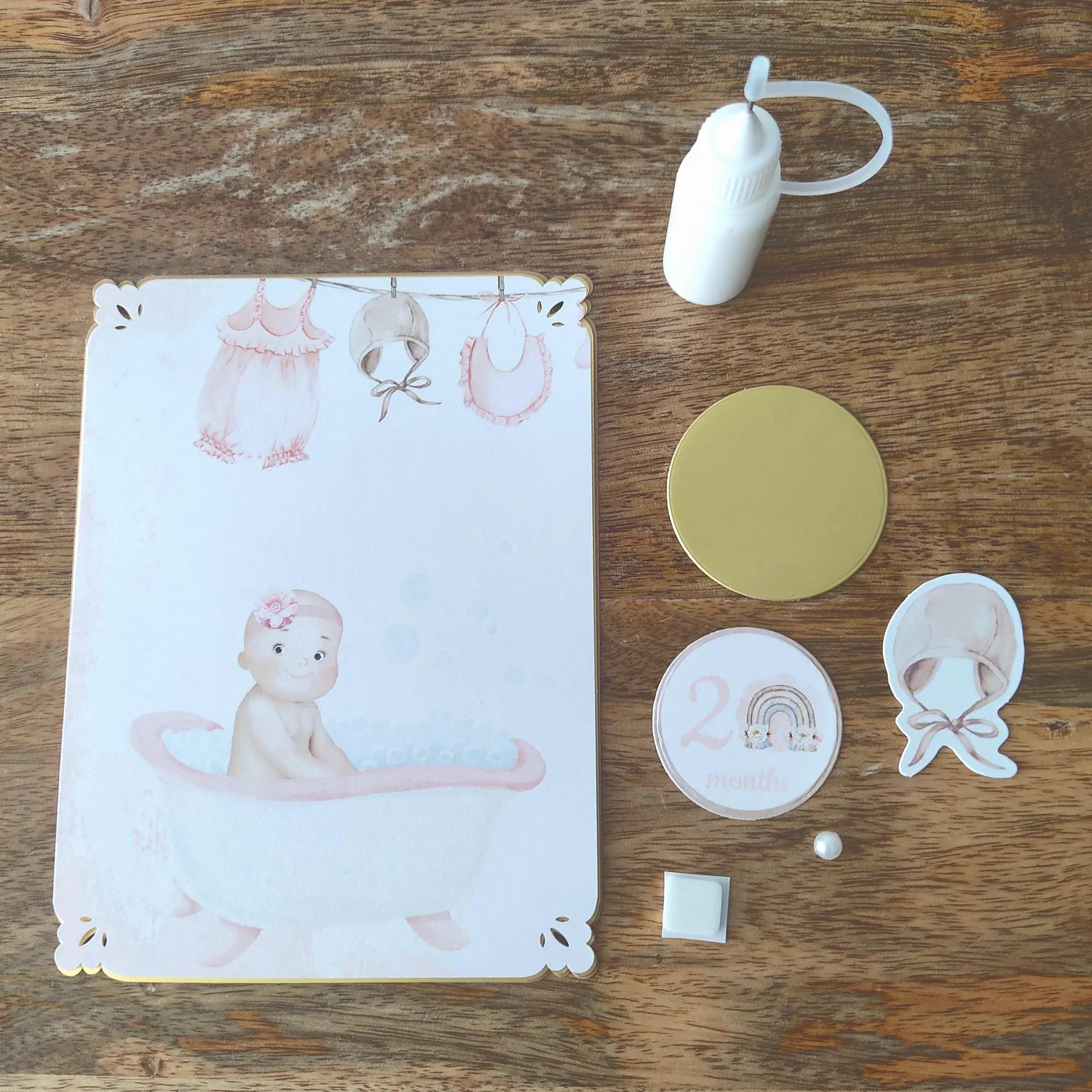  Kit Scrapbooking DIY Débutant avec tutoriel - 12 cartes étapes fille - Modèle 1