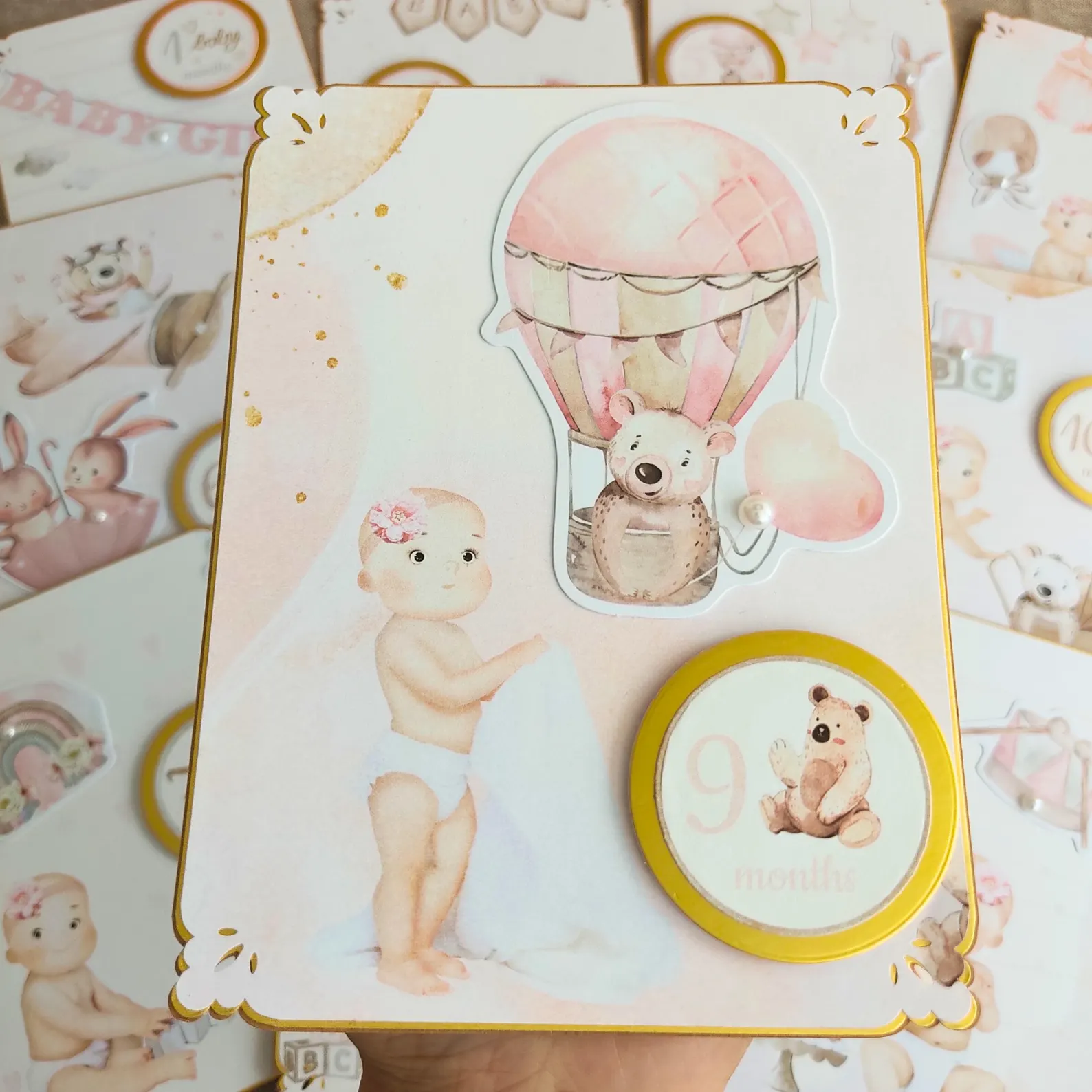 Cartes étapes bébé fille - modèle 1