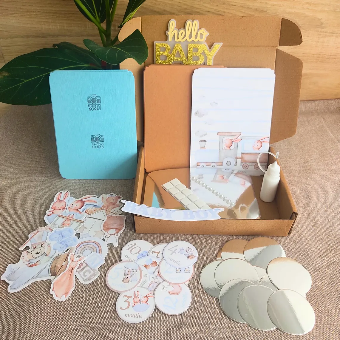 Kit Scrapbooking DIY Avancé/Confirmé avec tutoriel  - 12 cartes étapes garçon - Modèle 2