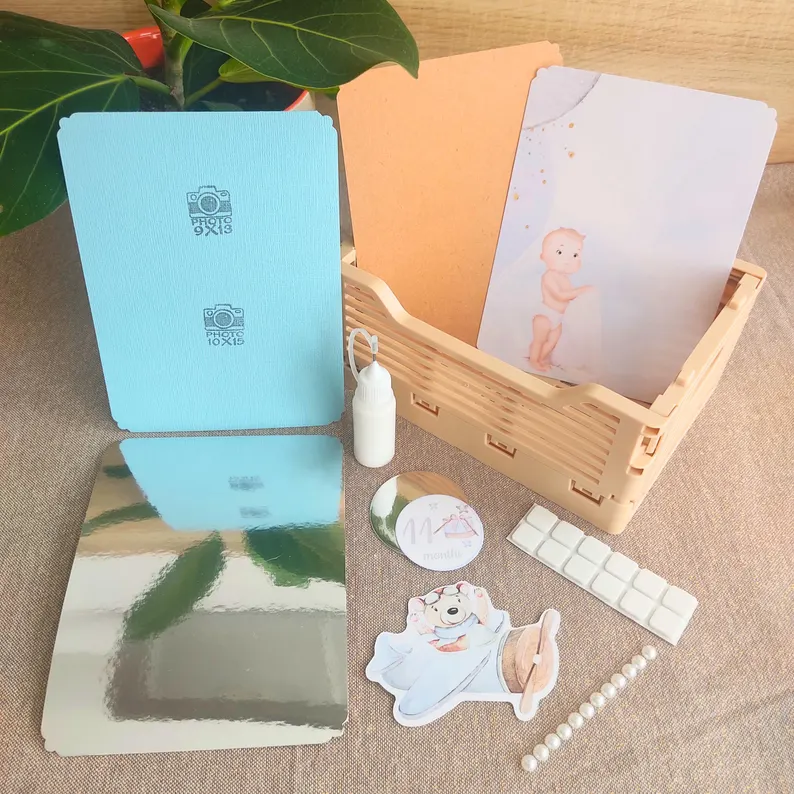 Kit Scrapbooking DIY Avancé/Confirmé avec tutoriel  - 12 cartes étapes garçon - Modèle 2