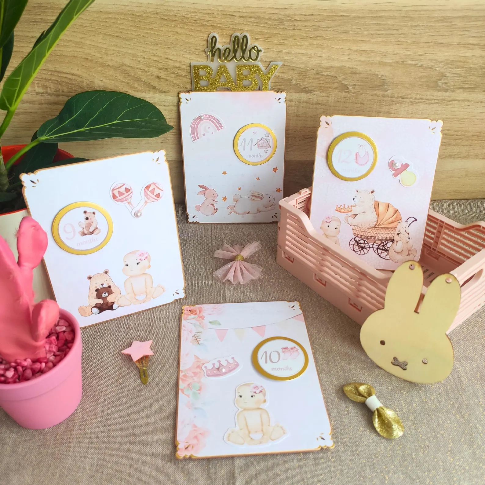 Cartes étapes bébé fille - modèle 2
