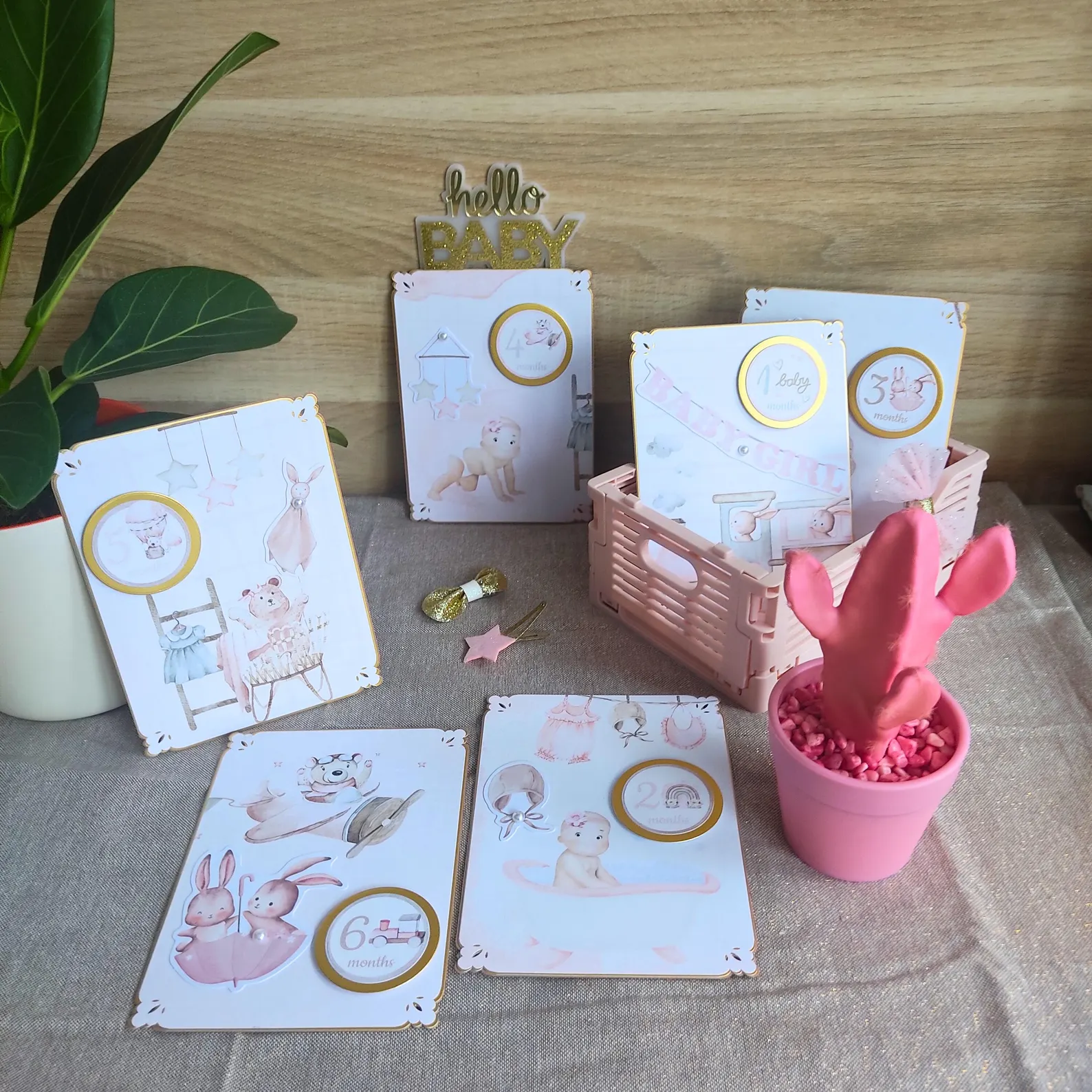 Cartes étapes bébé fille - modèle 1
