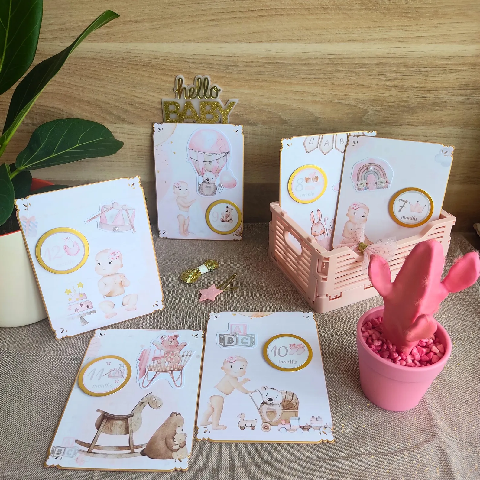 Cartes étapes bébé fille - modèle 1