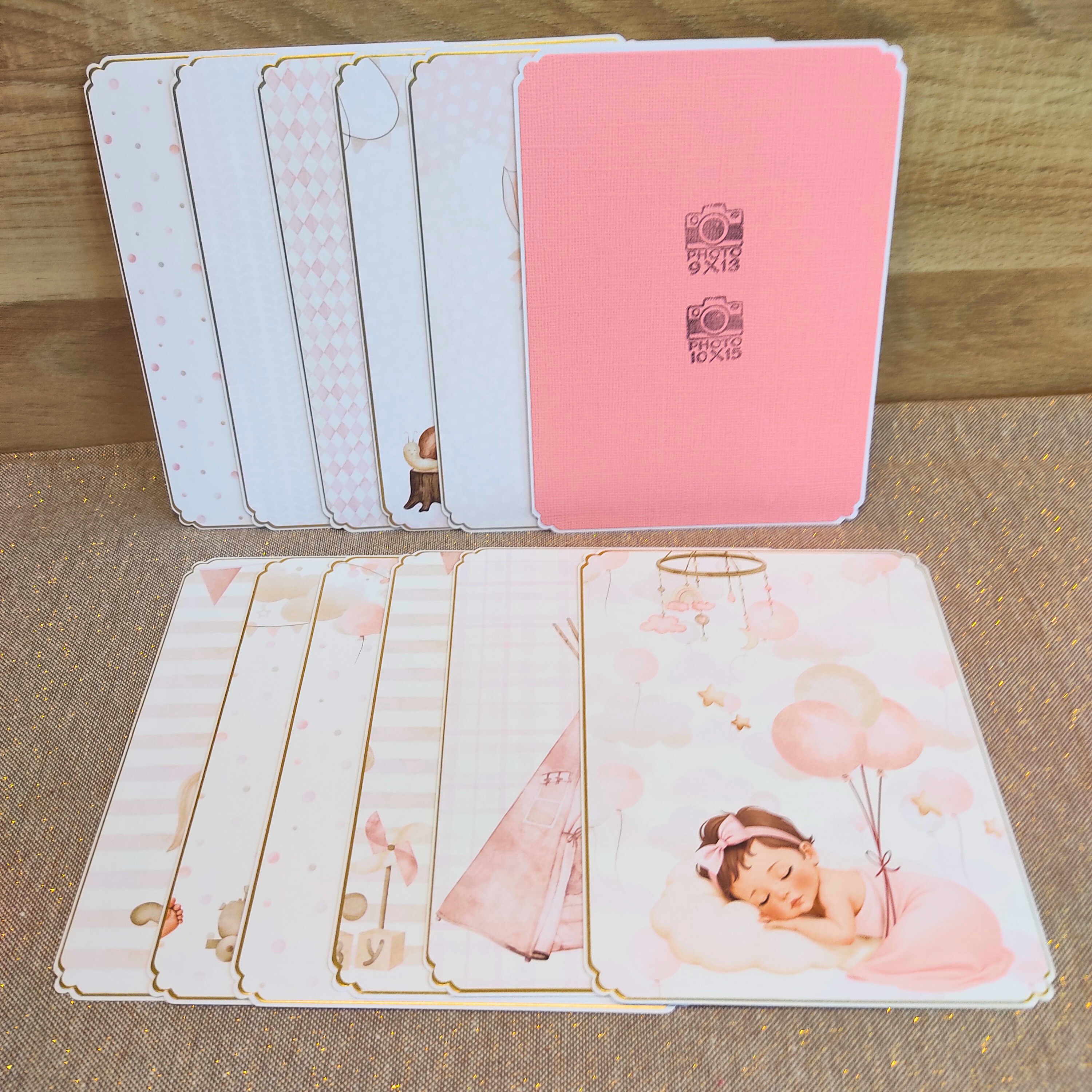 Kit Scrapbooking DIY Débutant avec tutoriel - 12 Cartes étapes fille - Modèle 2