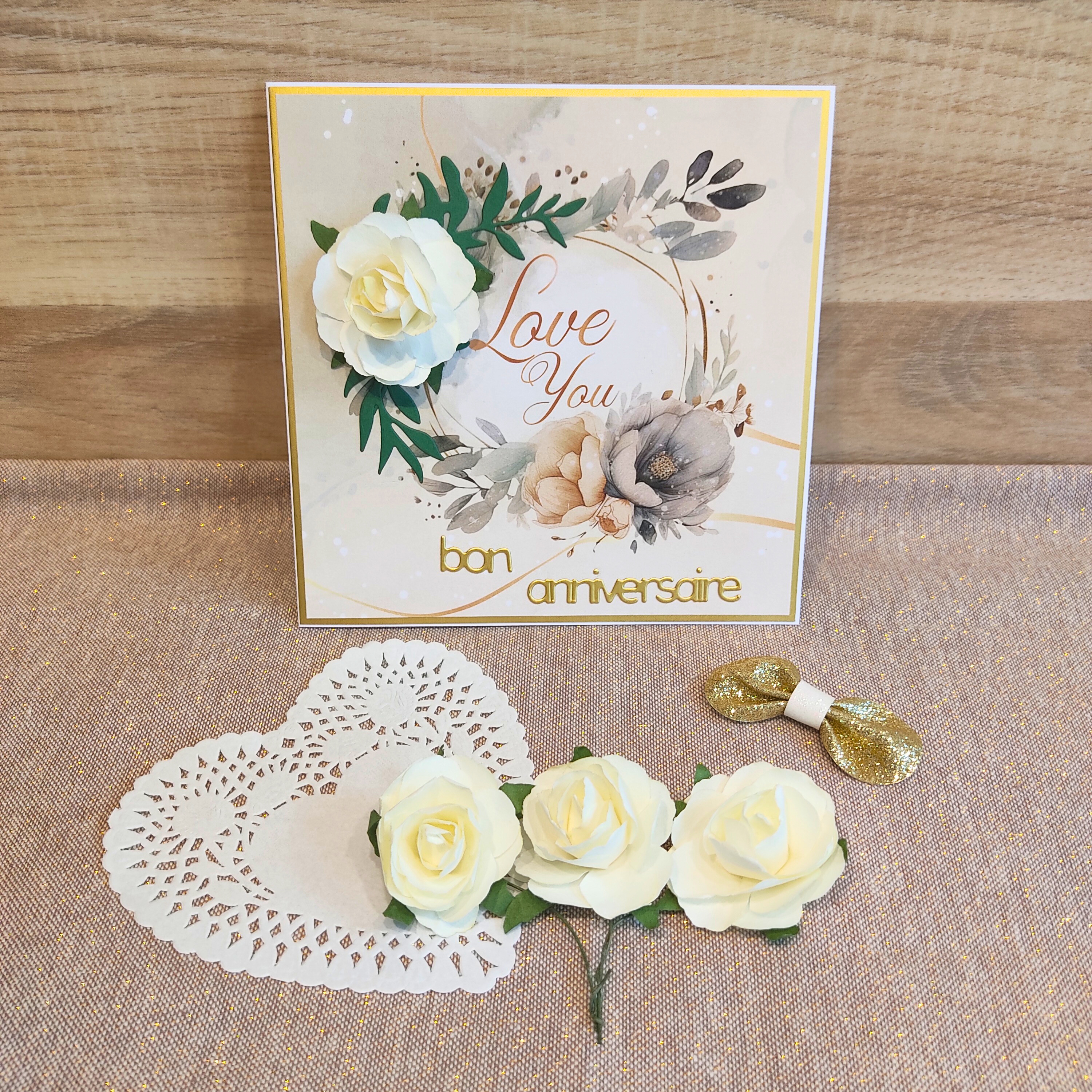 Carte d'anniversaire bohème et fleurie " Love You " 