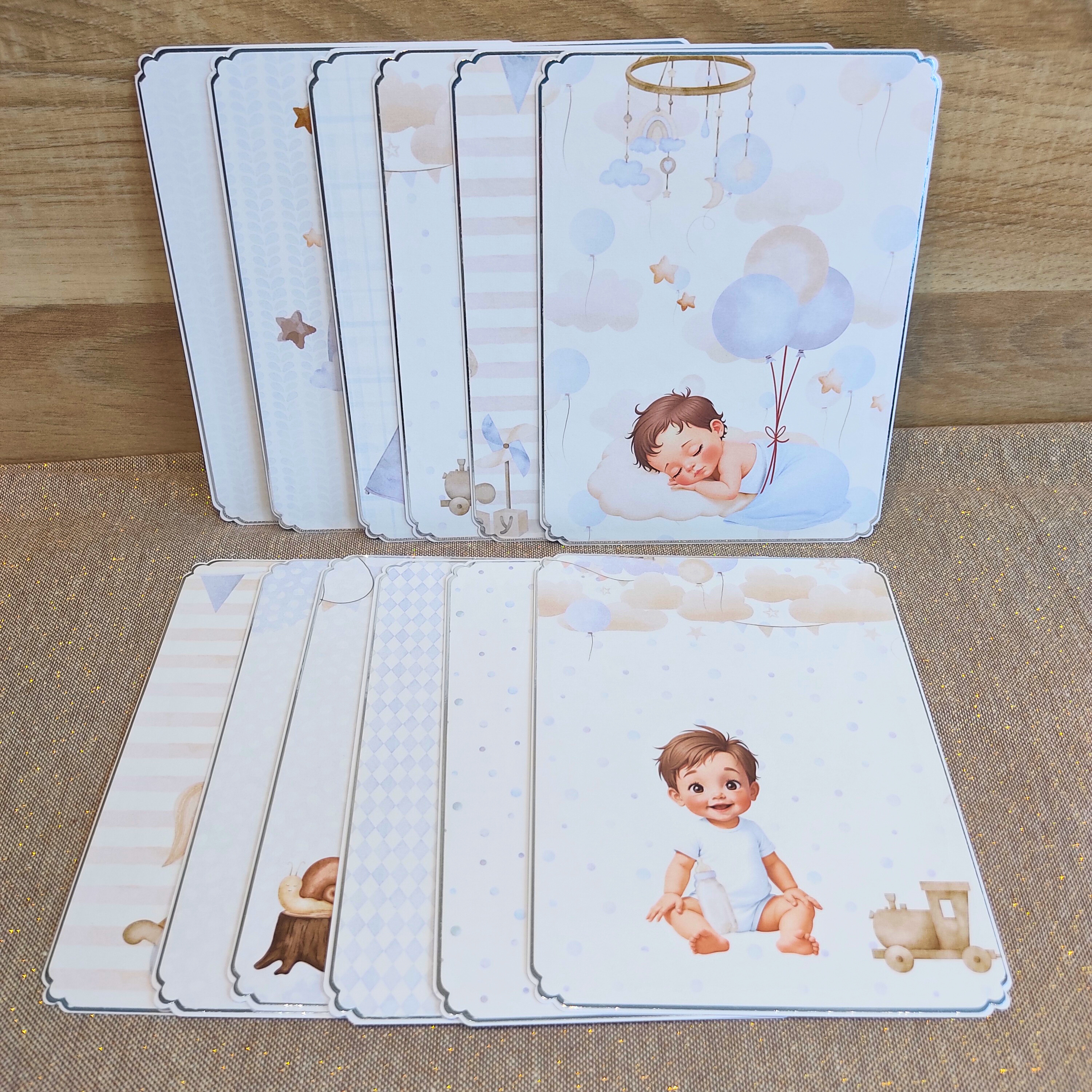 Kit scrapbooking DIY débutant avec tutoriel - Création 12 cartes étapes garçon - Modèle 1