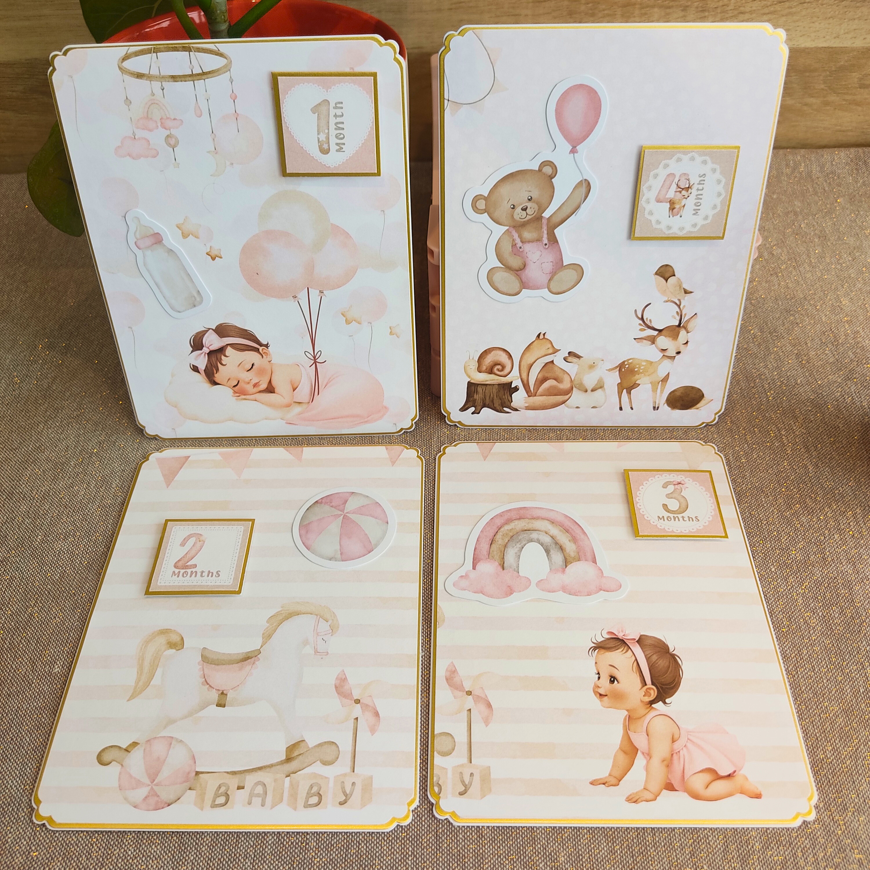 Cartes étapes bébé fille - modèle 3
