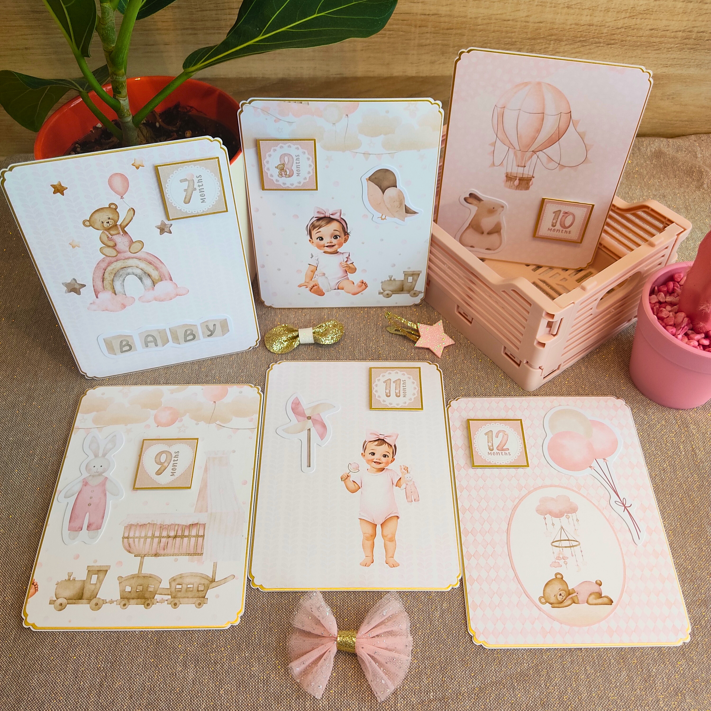 Cartes étapes bébé fille - modèle 3