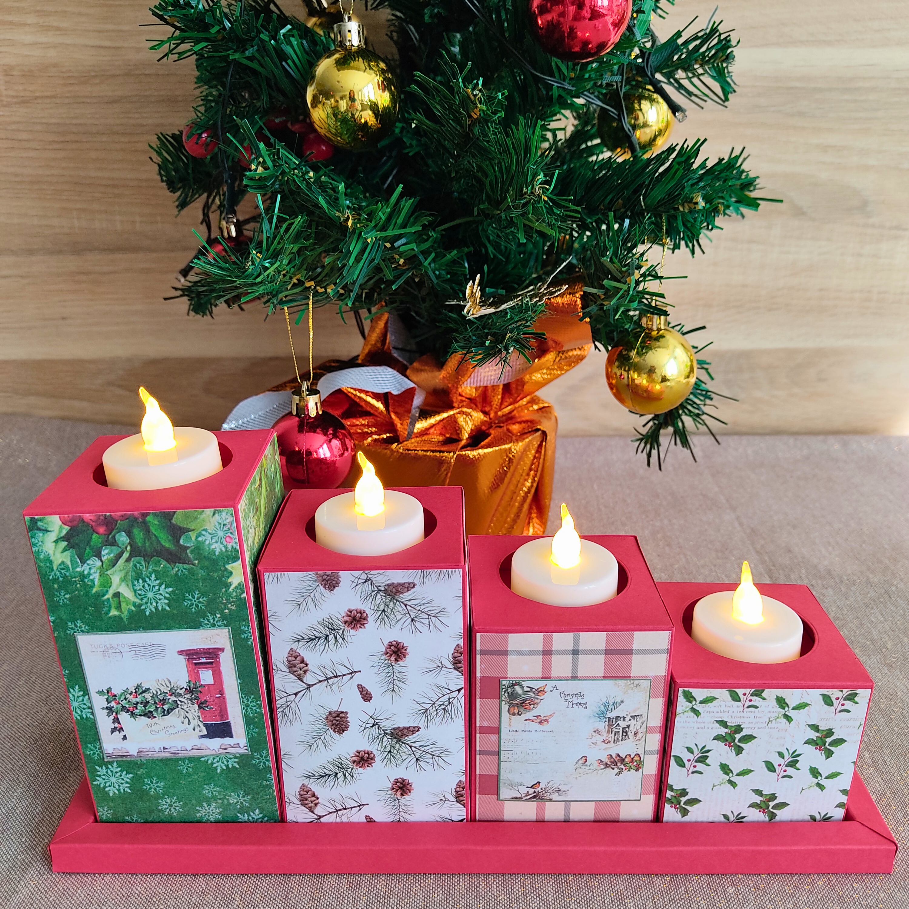 Bougeoir porte-bougies de Noël - Modèle Sapin vert forêt