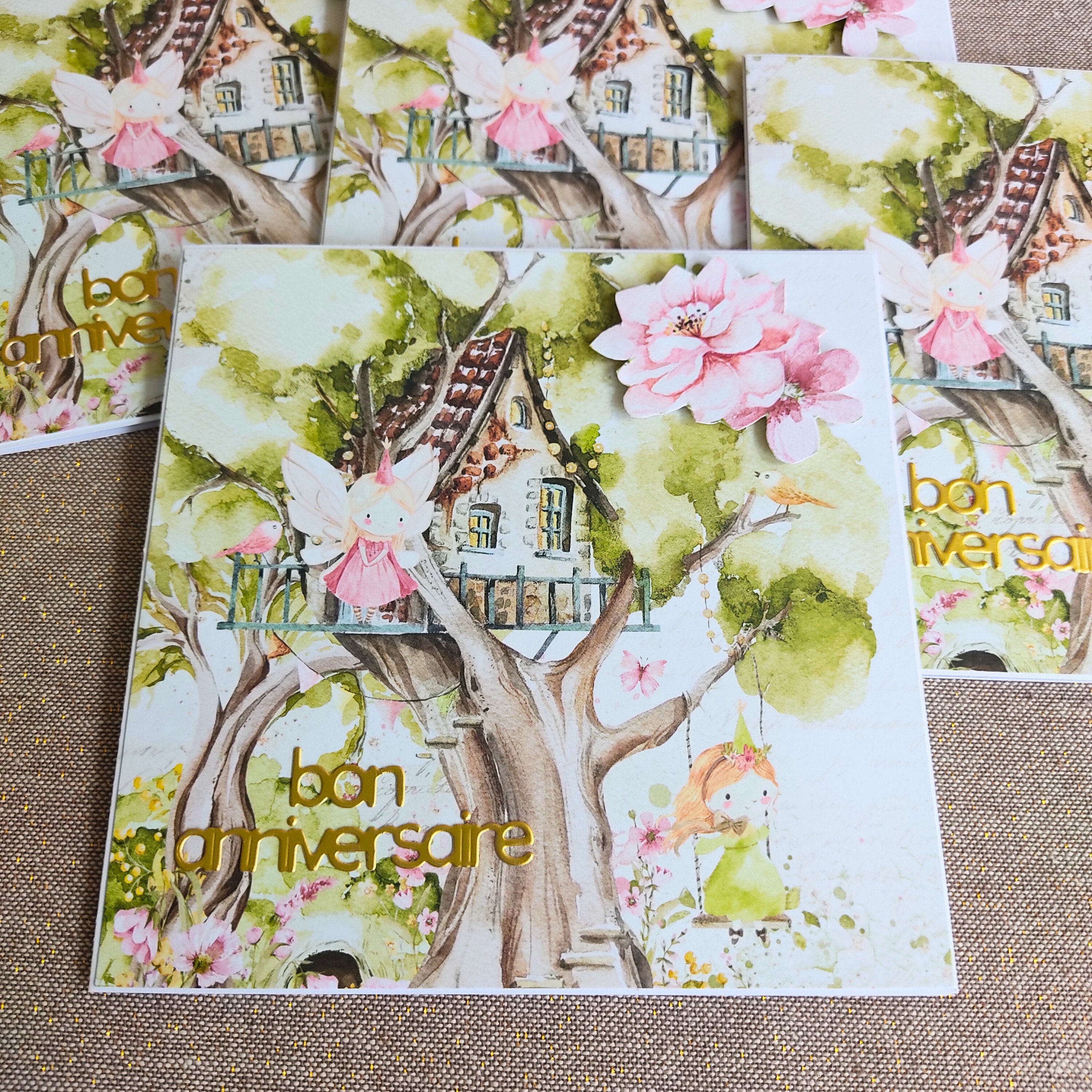 Carte d'anniversaire "Forêt magique et fées"