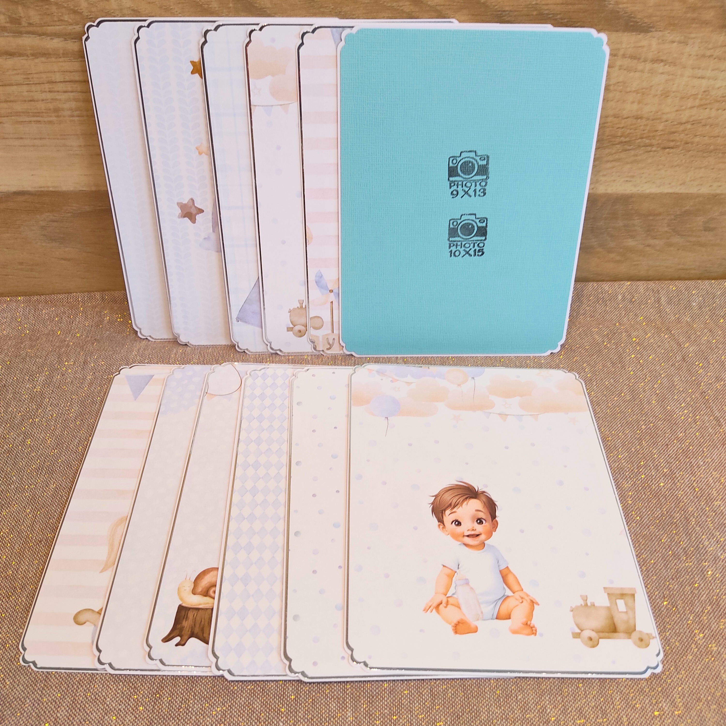 Kit scrapbooking DIY débutant avec tutoriel - Création 12 cartes étapes garçon - Modèle 1