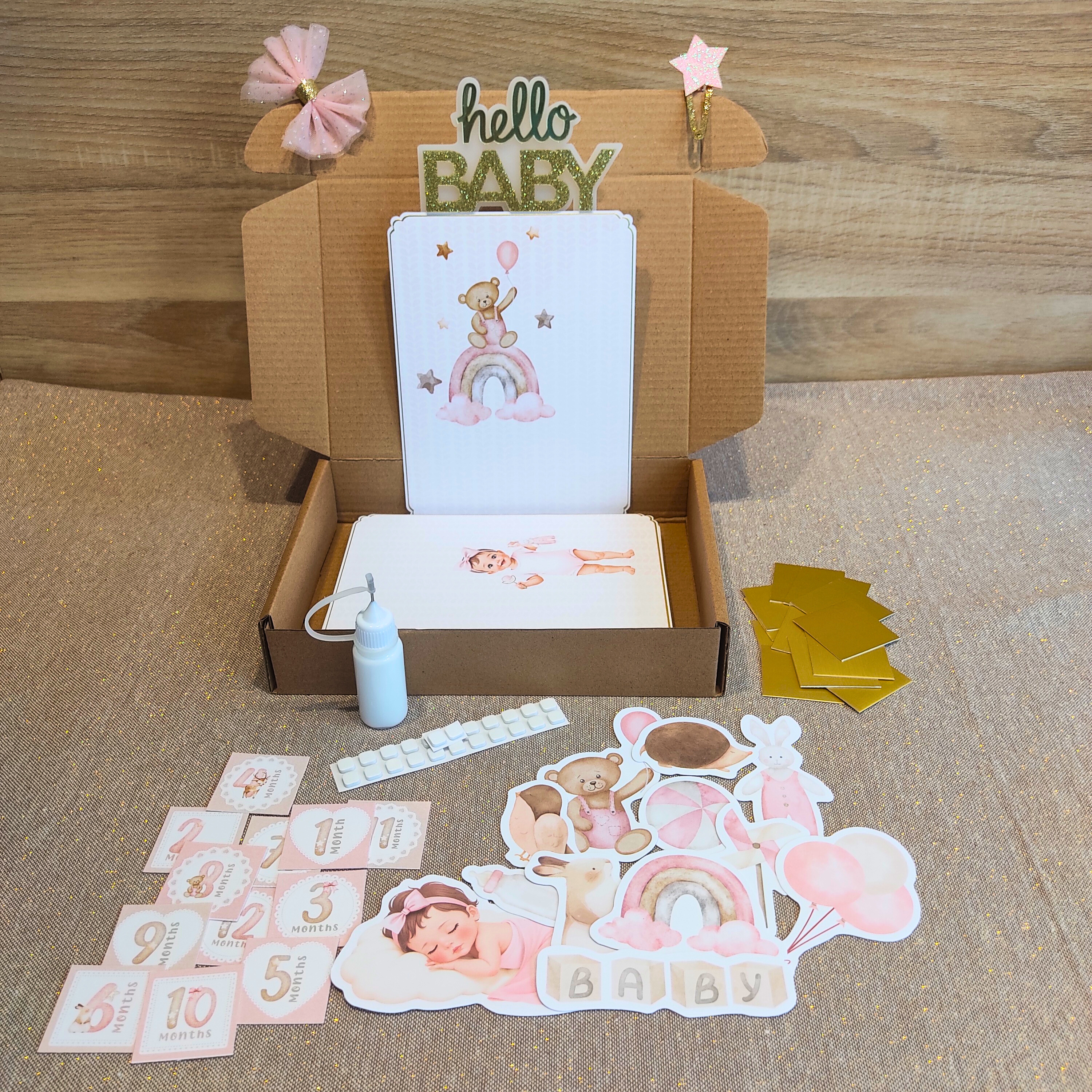 Kit Scrapbooking DIY Débutant avec tutoriel - 12 Cartes étapes fille - Modèle 2