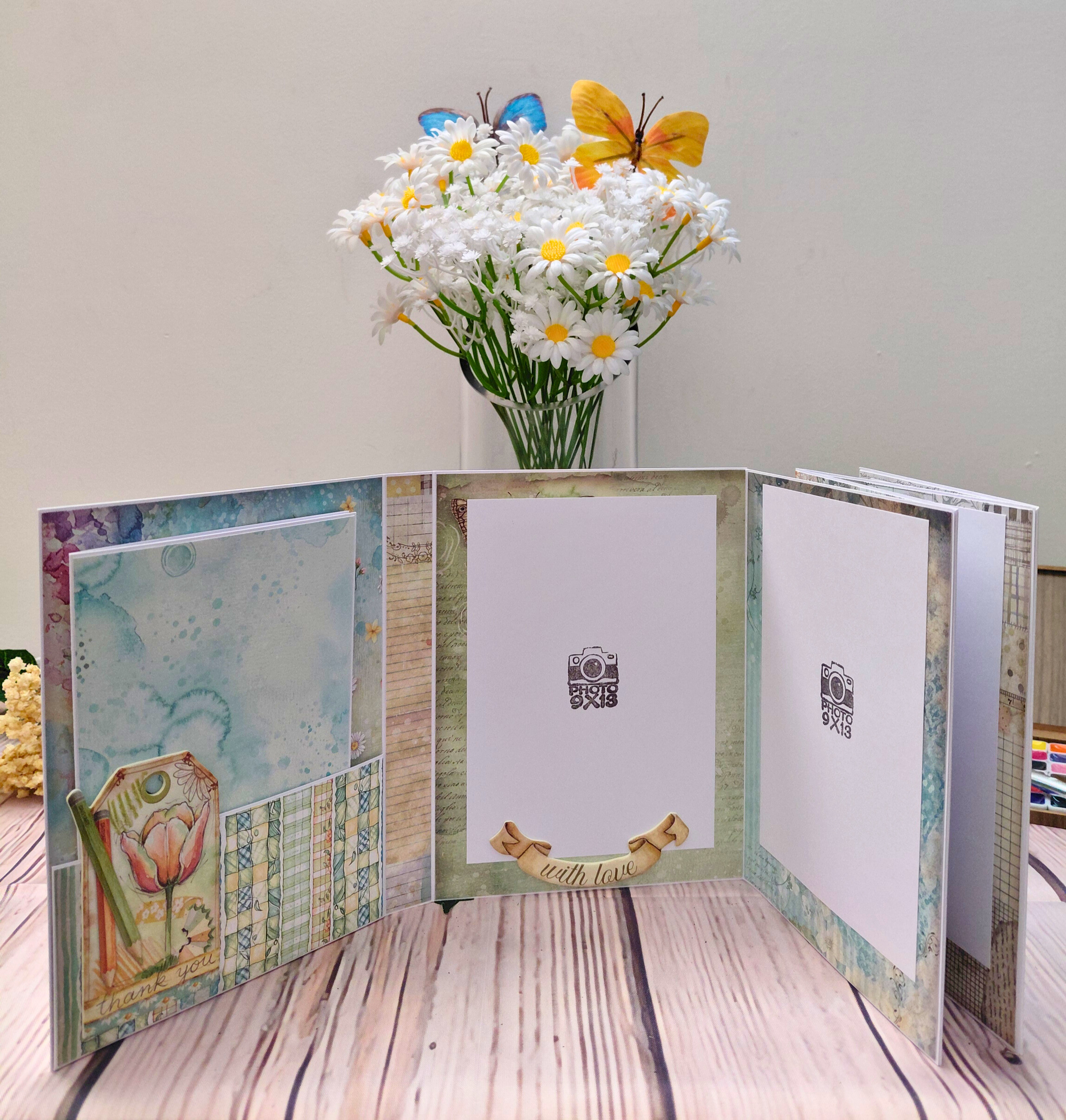 Tutoriel PDF téléchargeable - Mini album photos Accordéon "Daisy Art" - 11 photos minimum