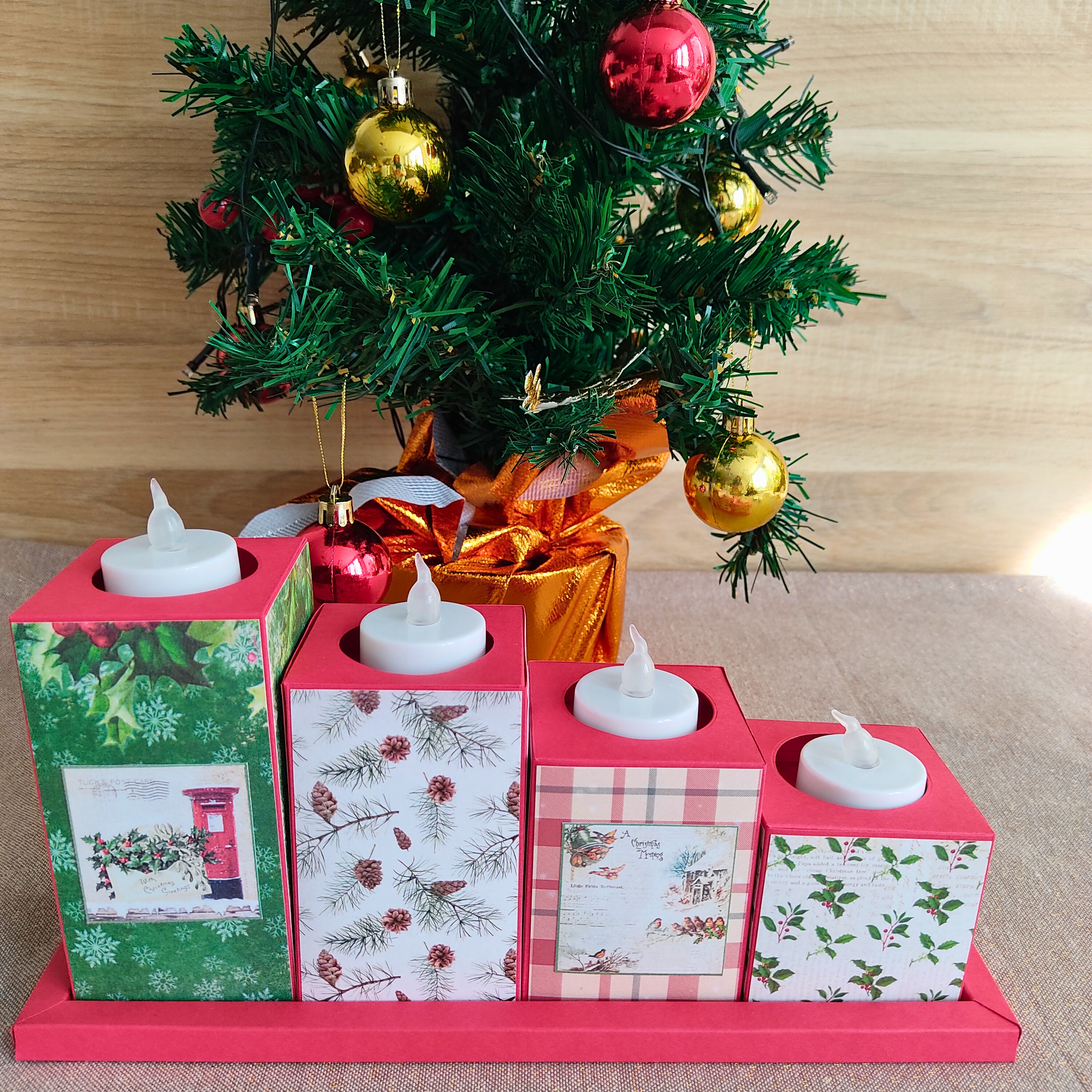 Bougeoir porte-bougies de Noël - Modèle Sapin vert forêt