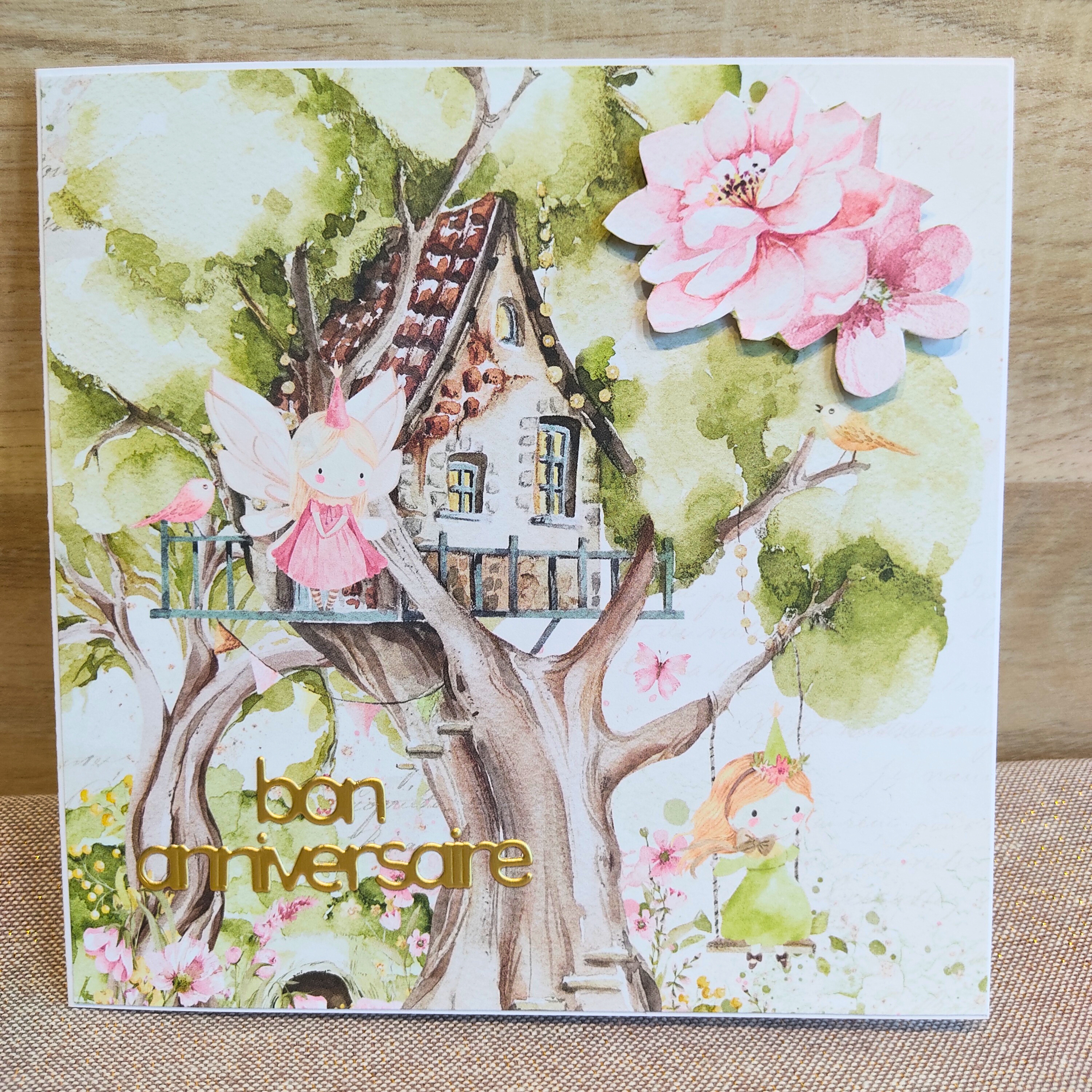 Carte d'anniversaire "Forêt magique et fées"