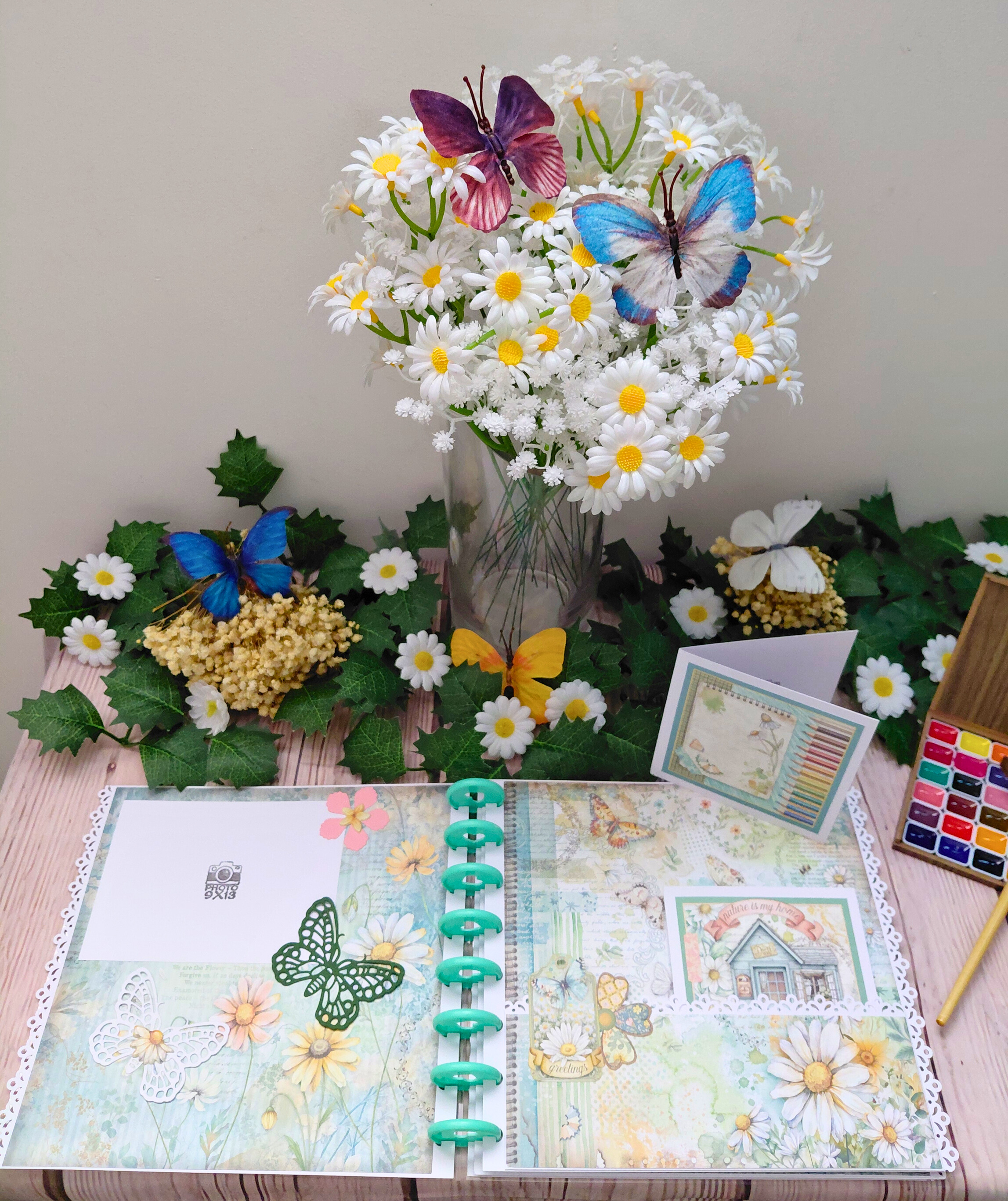 Tutoriel PDF téléchargeable - Mini album photos "Daisy Art" - Reliure anneaux disques