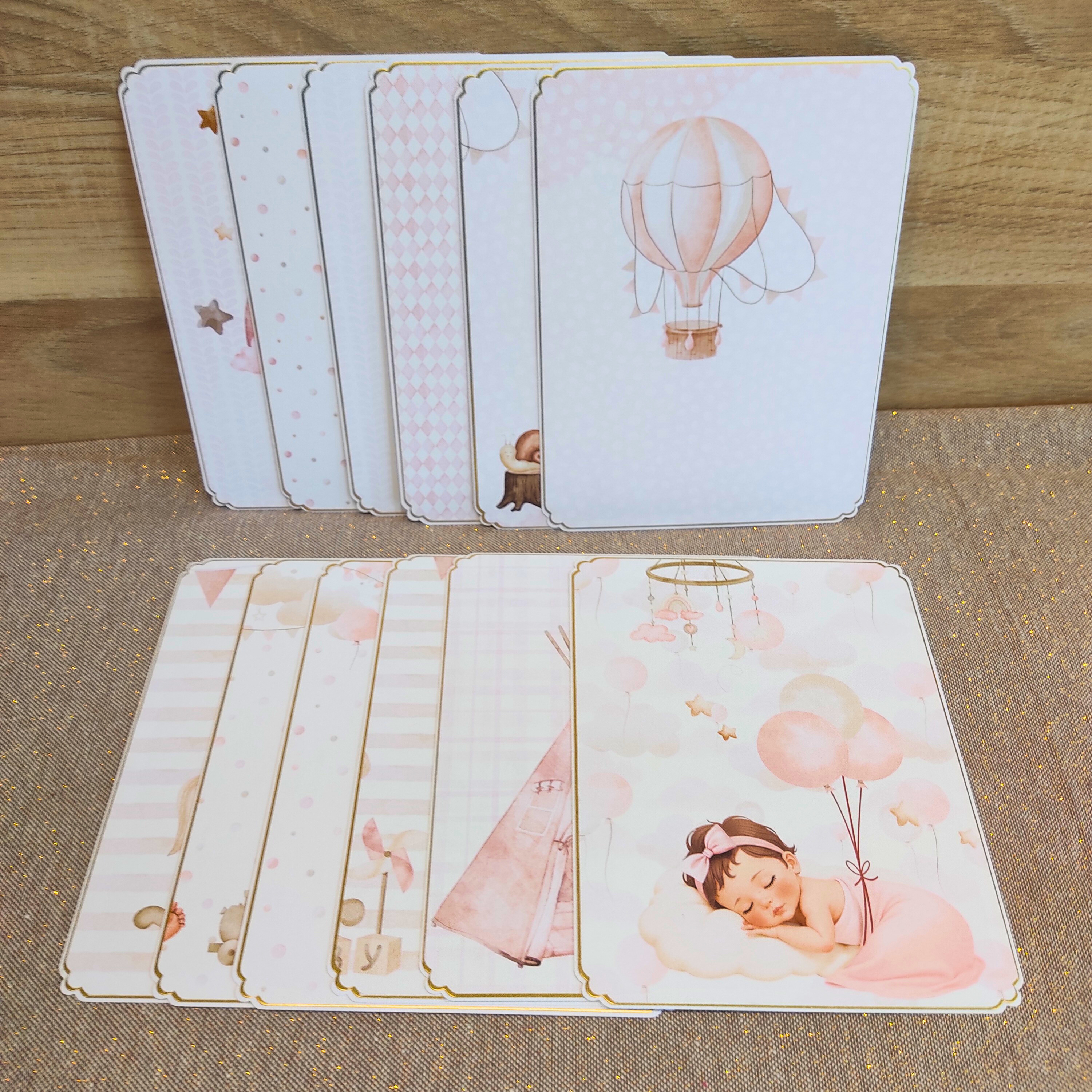 Kit Scrapbooking DIY Débutant avec tutoriel - 12 Cartes étapes fille - Modèle 2