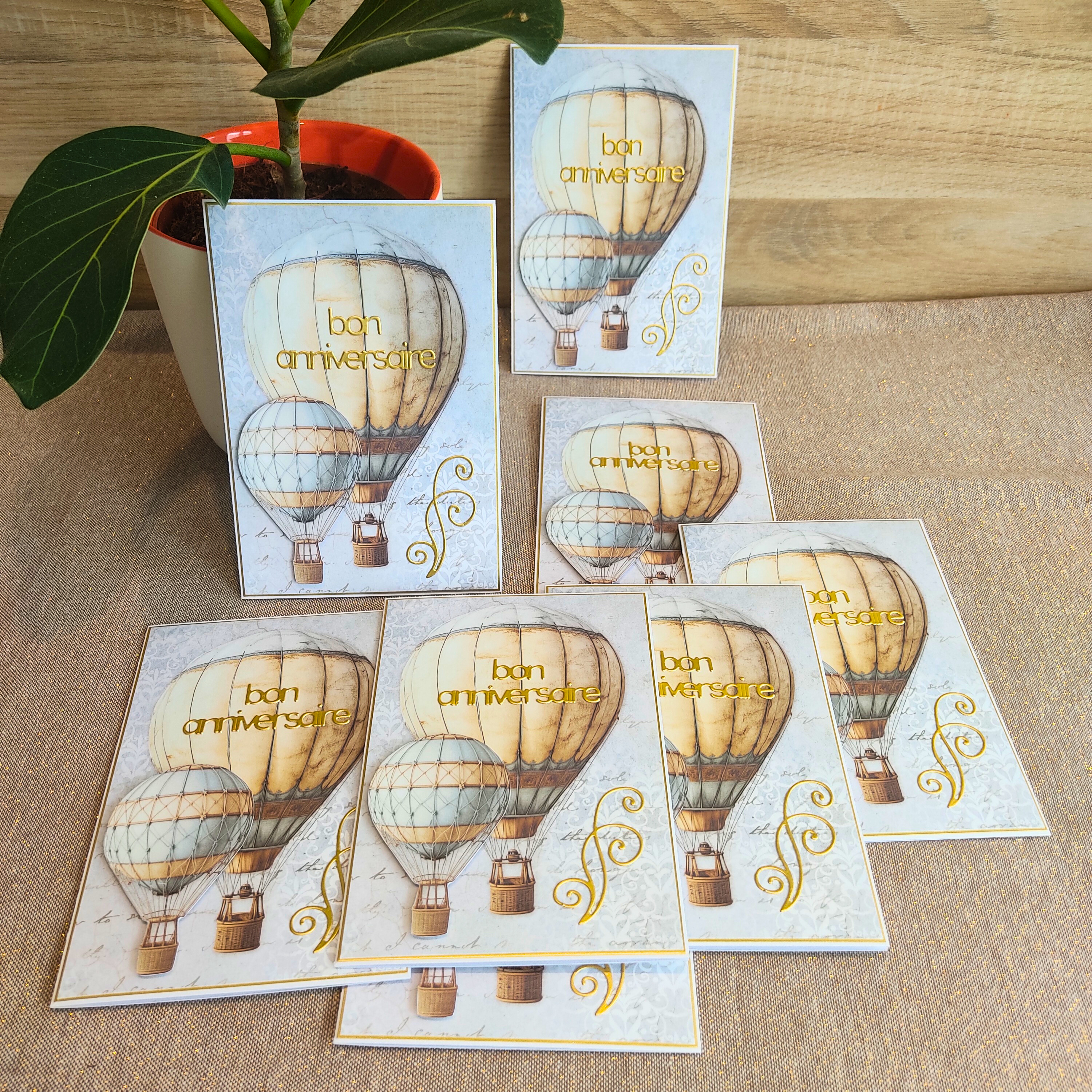 Carte d'anniversaire "Montgolfières" - Avec enveloppe - Carte de voeux, félicitations