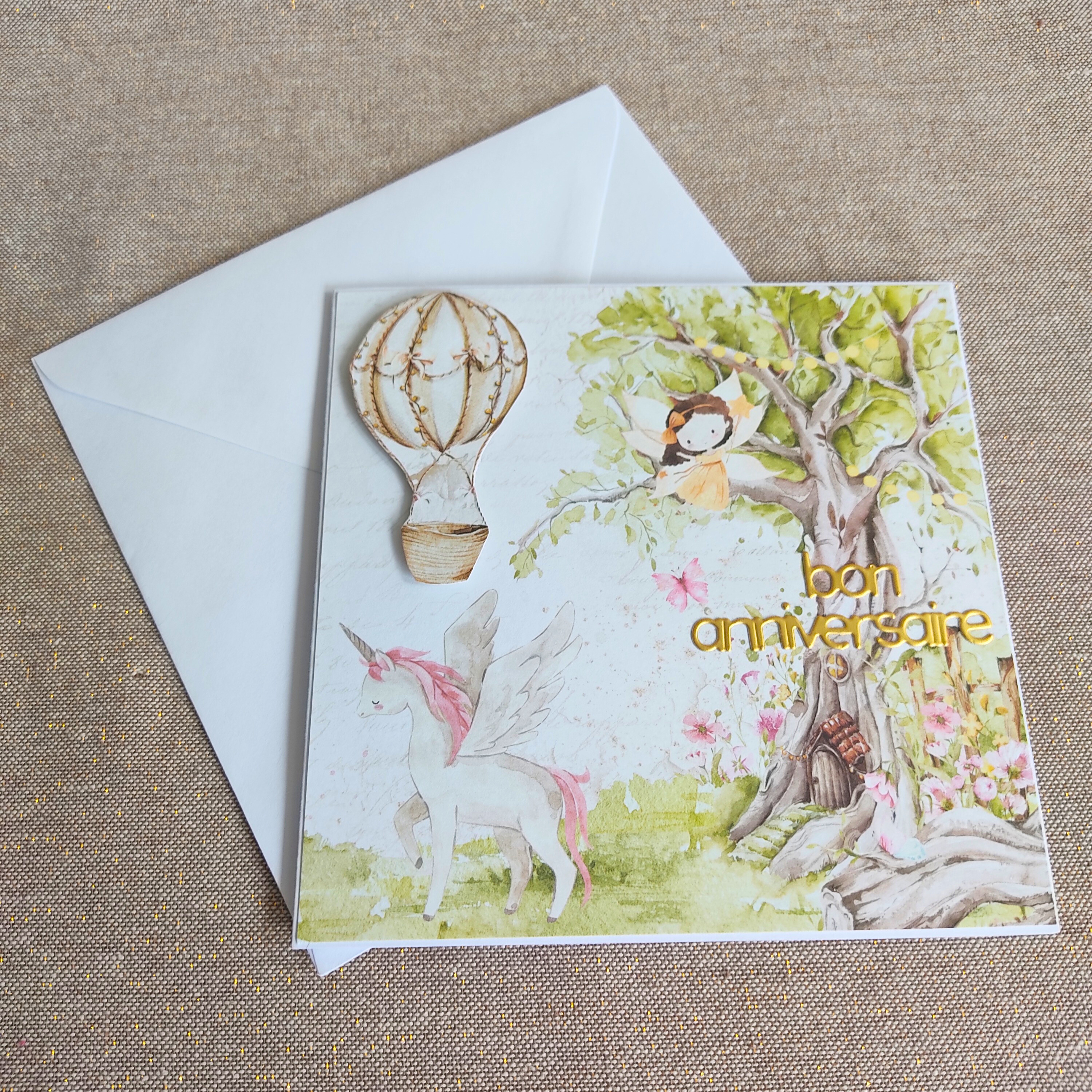 Carte d'anniversaire "Forêt féérique avec licorne"