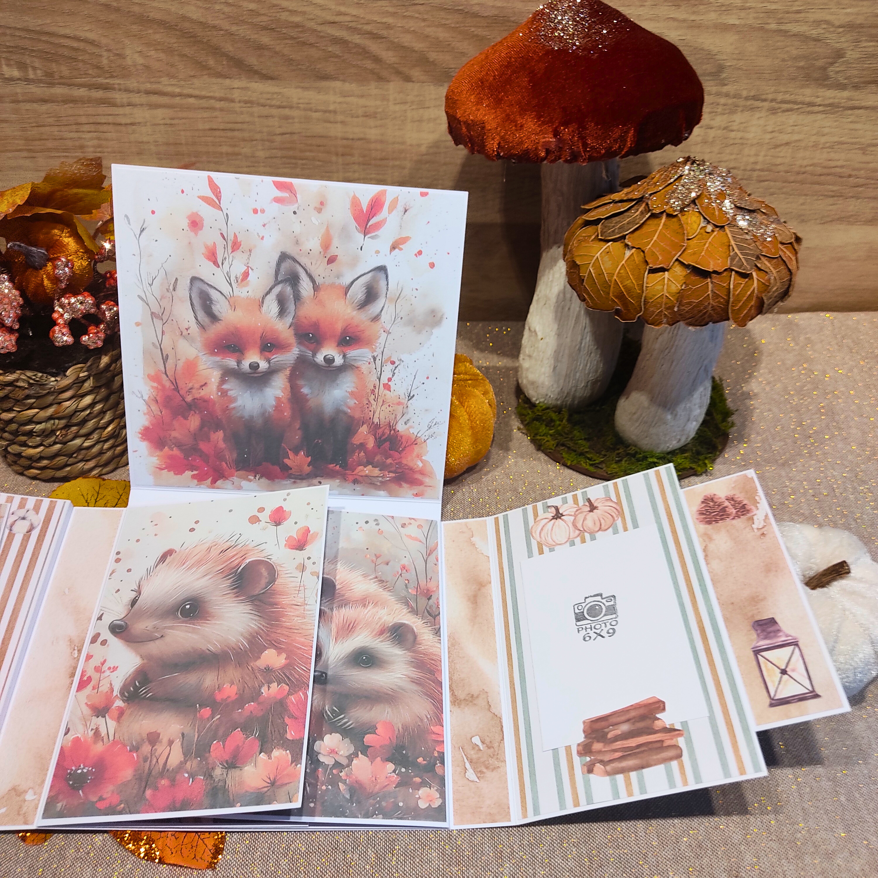Mini Album Photos Automnal "Animaux de la forêt" - Modèle unique - Minimum 14 photos