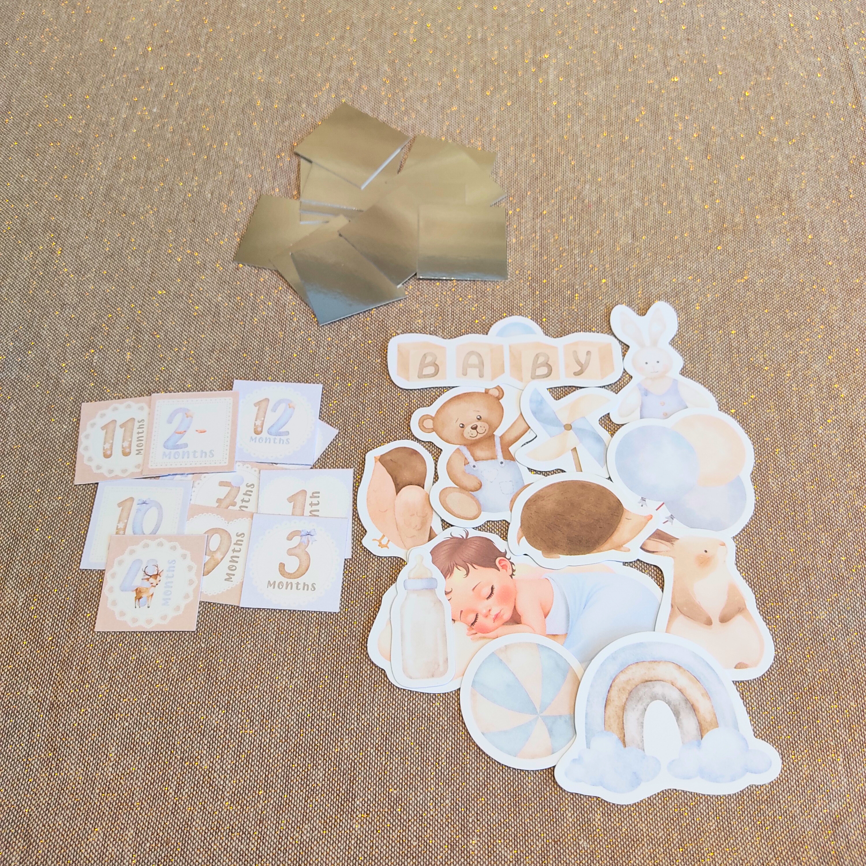 Kit scrapbooking DIY débutant avec tutoriel - Création 12 cartes étapes garçon - Modèle 1