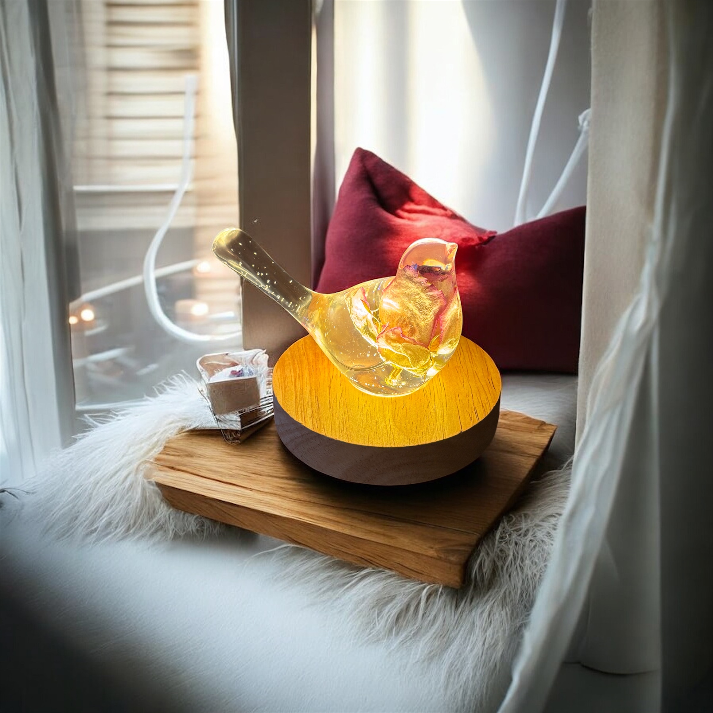 Handcrafted Robin USB Lamp