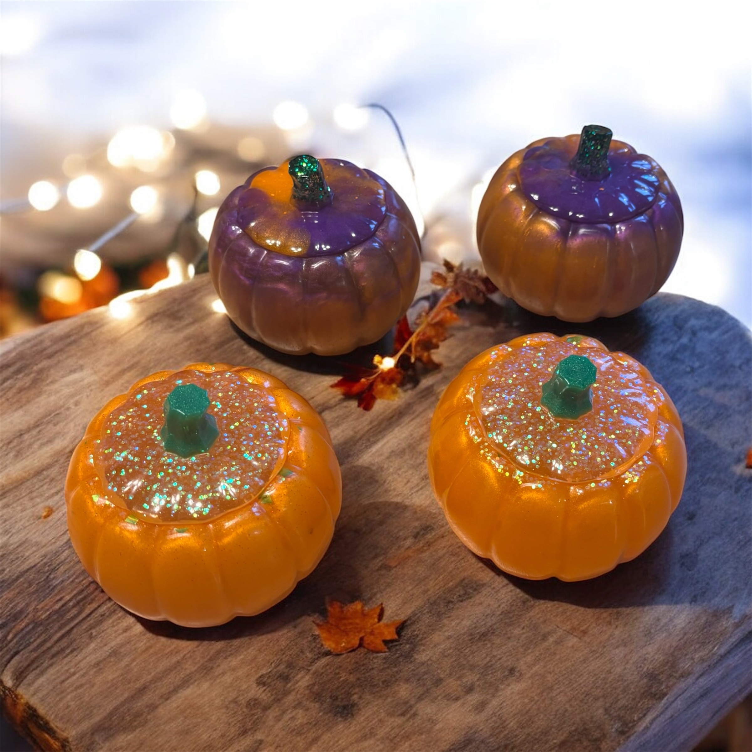 Glittery Resin Pumpkin Pots