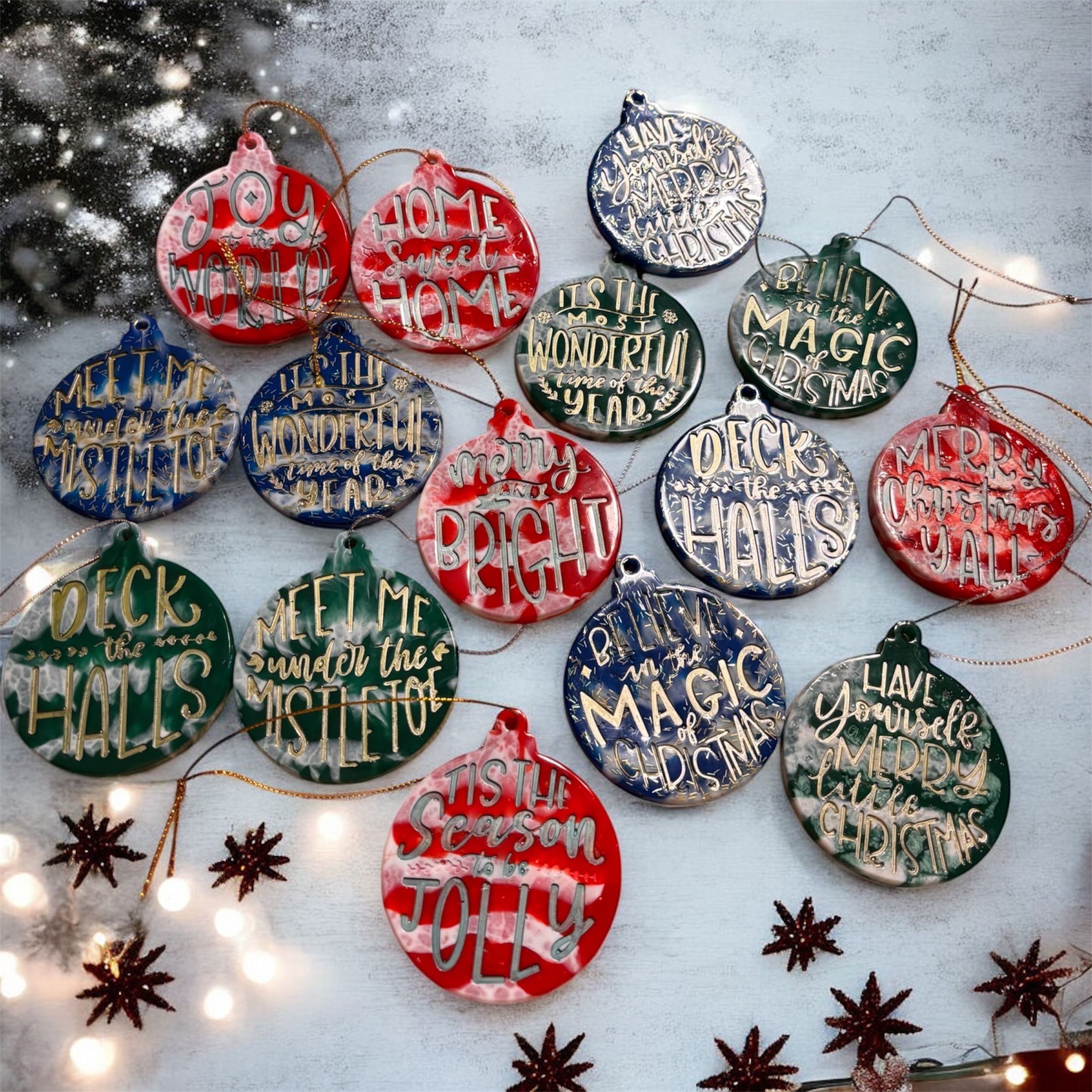 Hand-Painted Resin Christmas Baubles