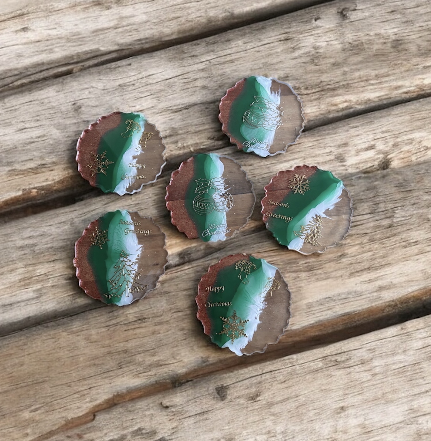 Handmade Resin Xmas Coasters