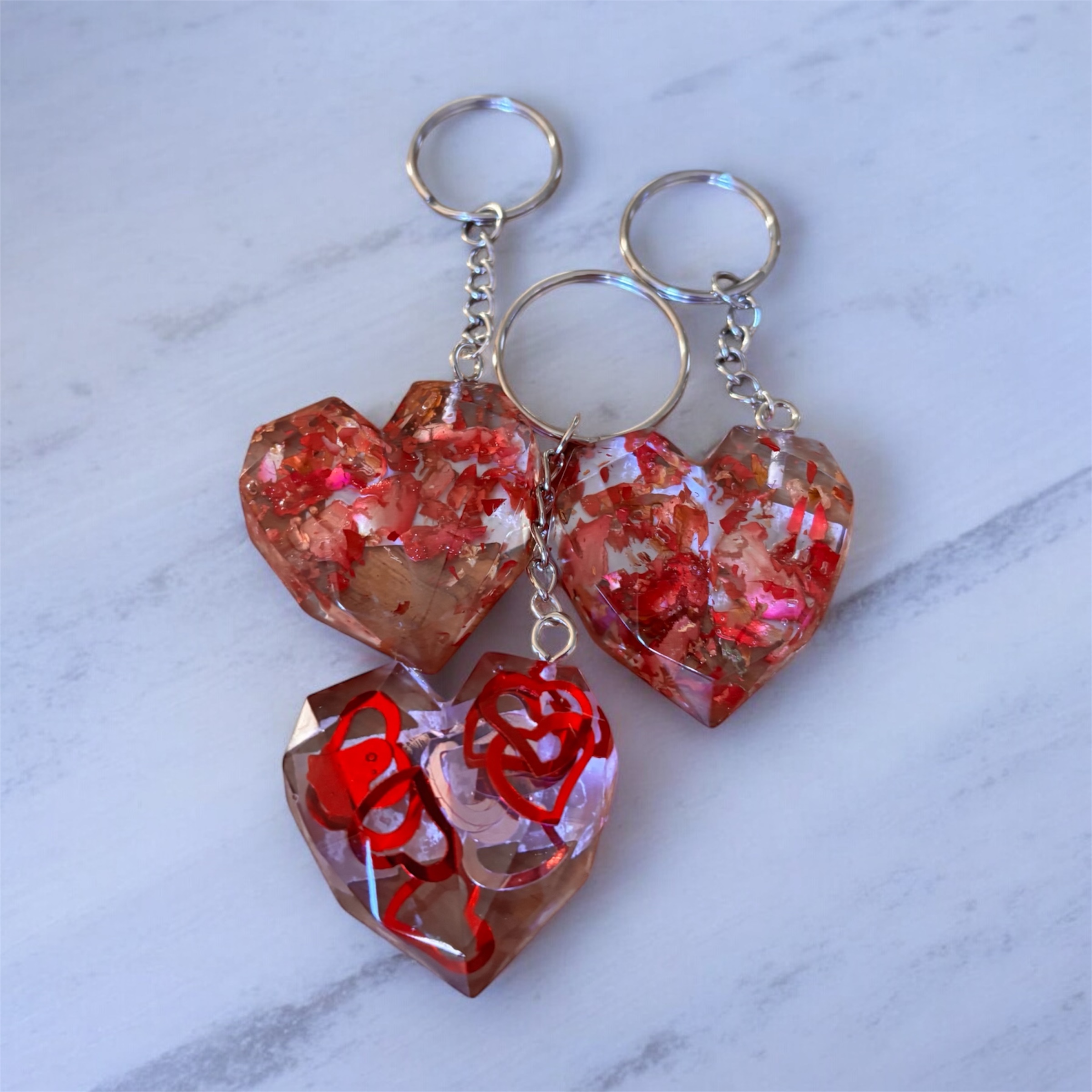 Heart-Shaped Resin Keychains