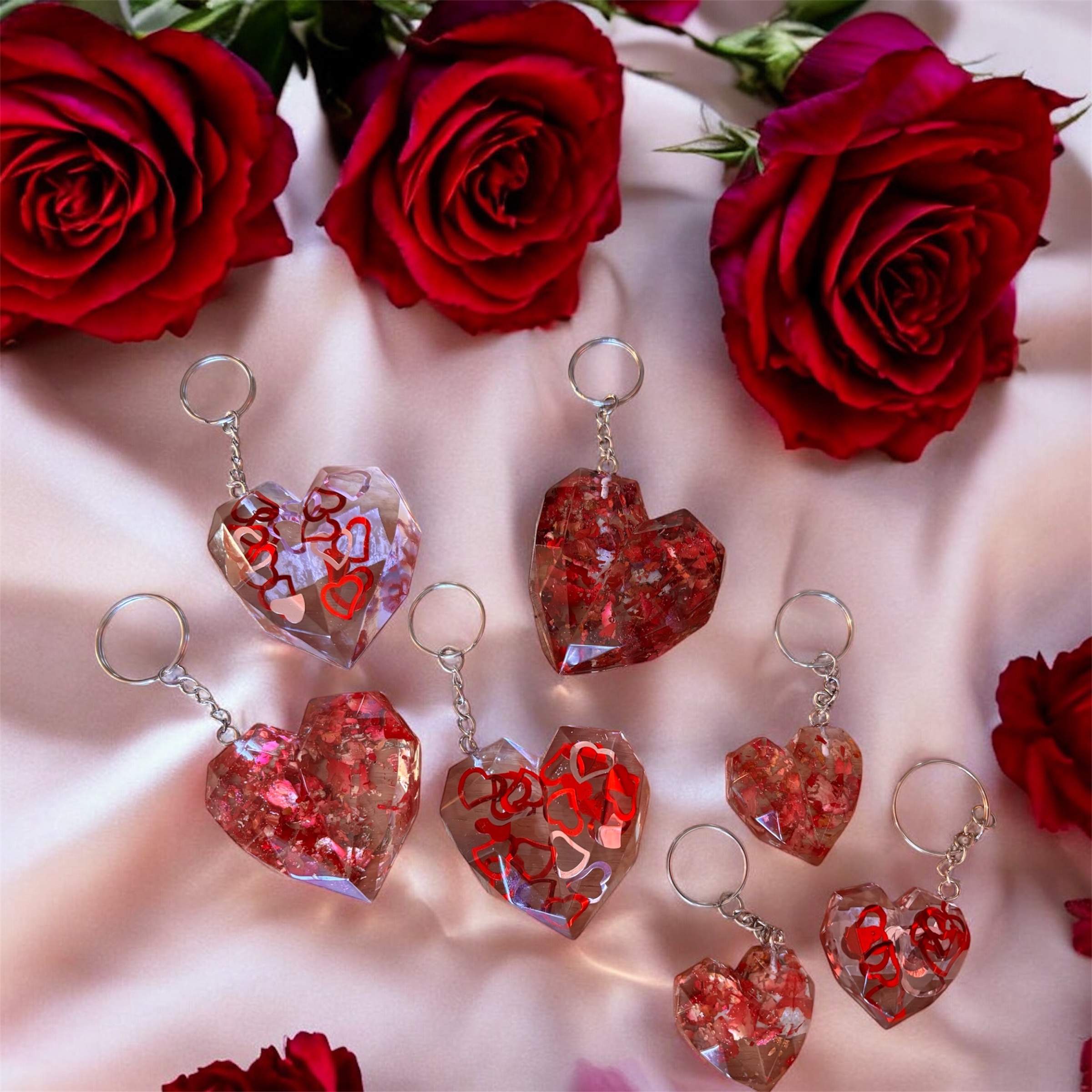 Heart-Shaped Resin Keychains