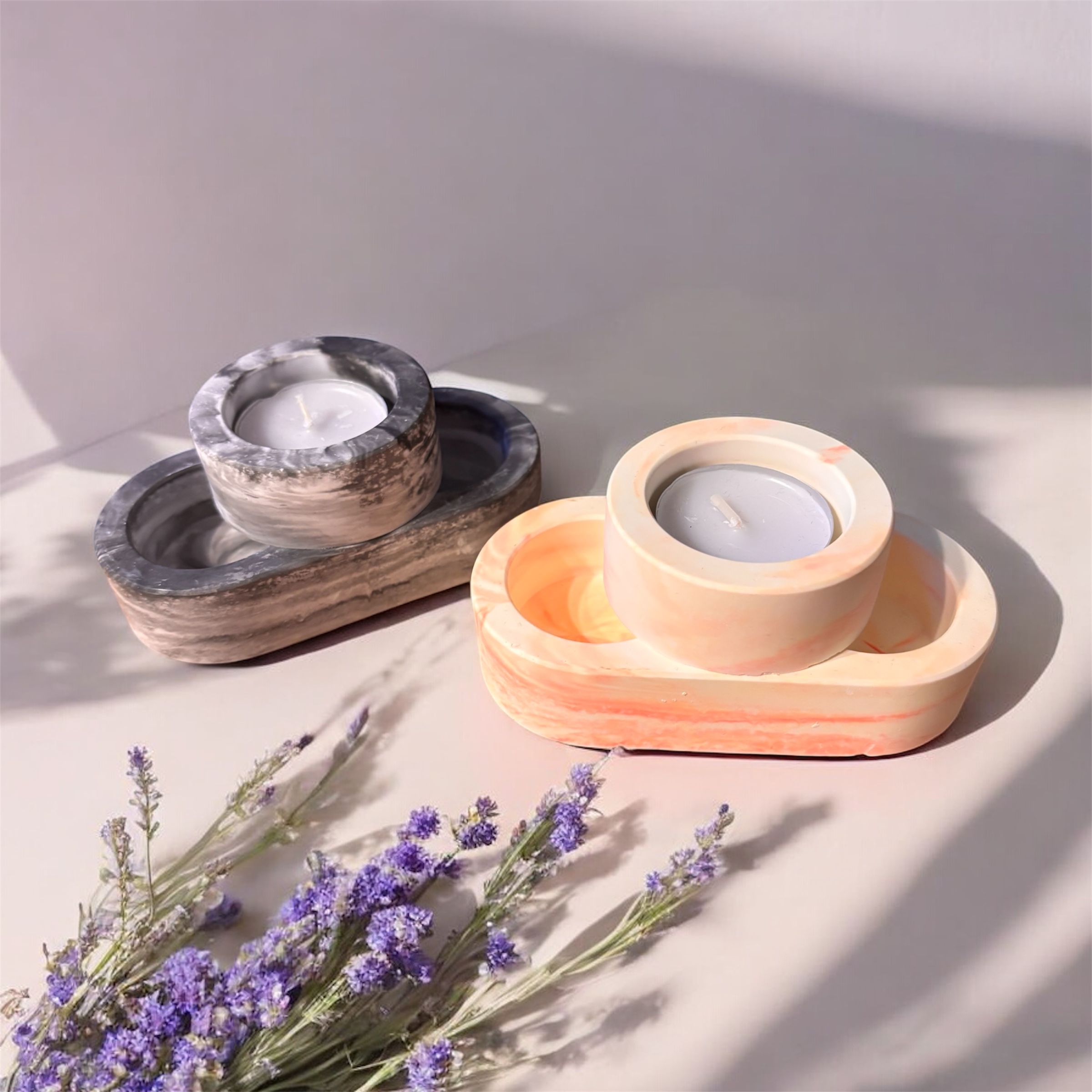 Marble Eco Resin Candle Holders