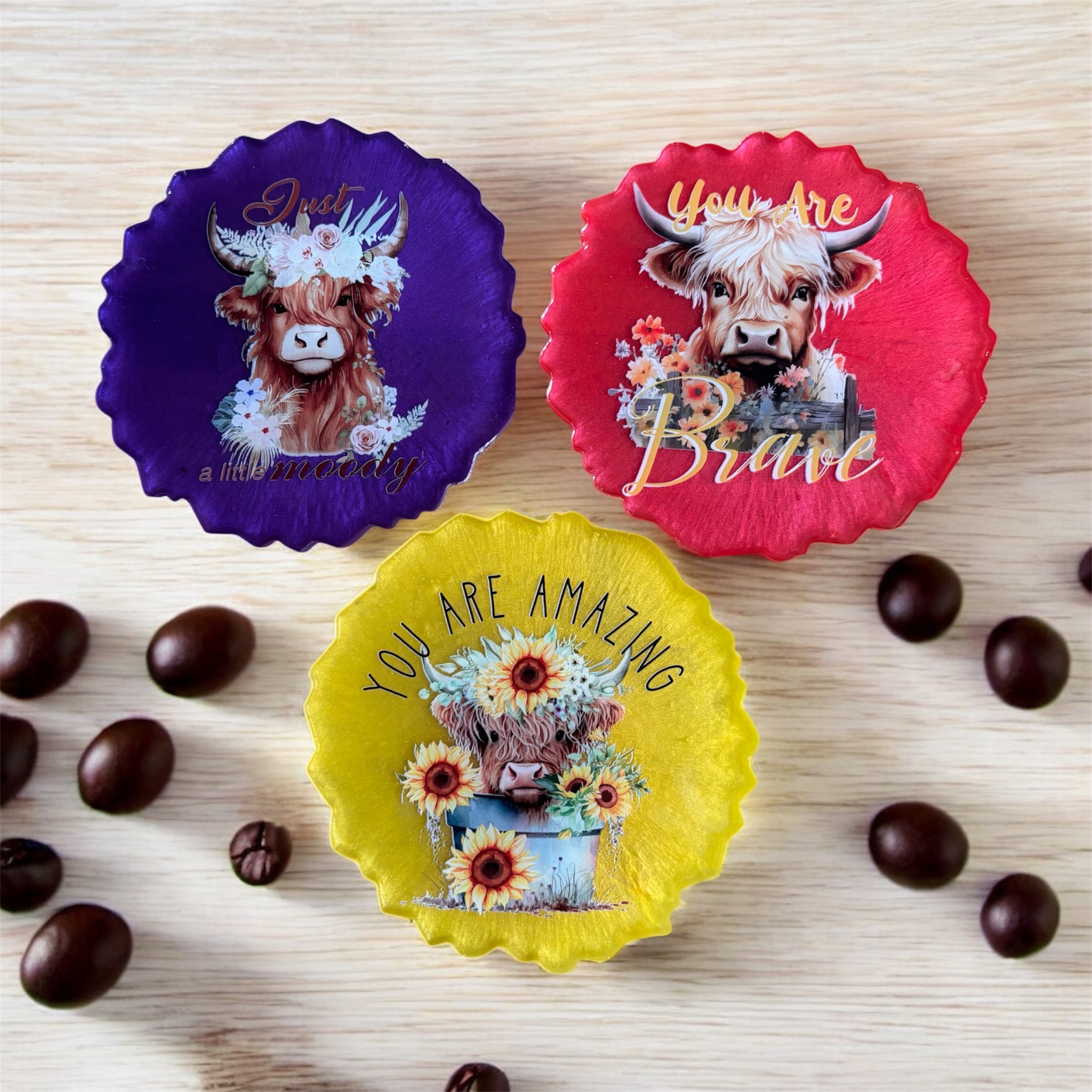 Inspirational Highland Cow Coasters