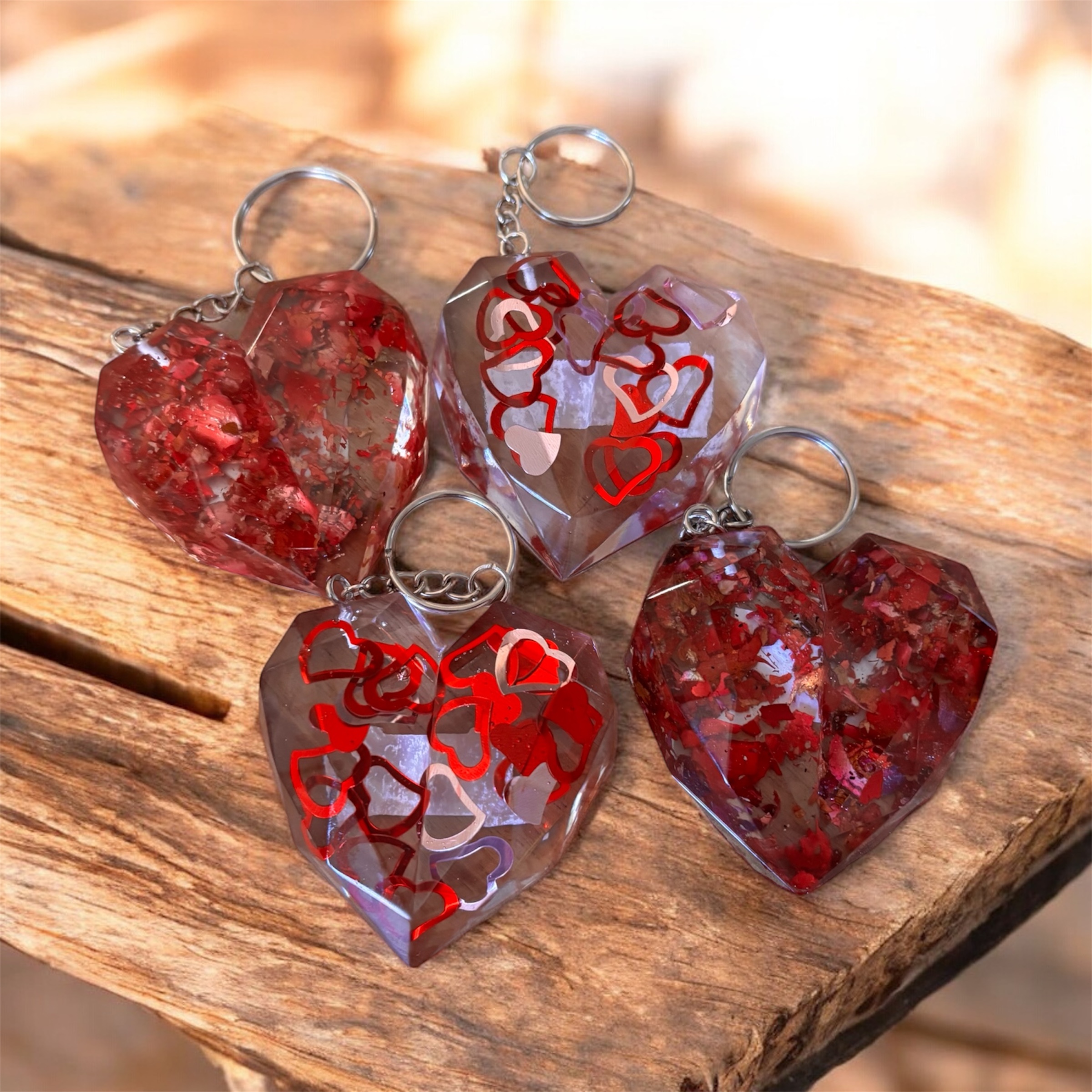 Heart-Shaped Resin Keychains