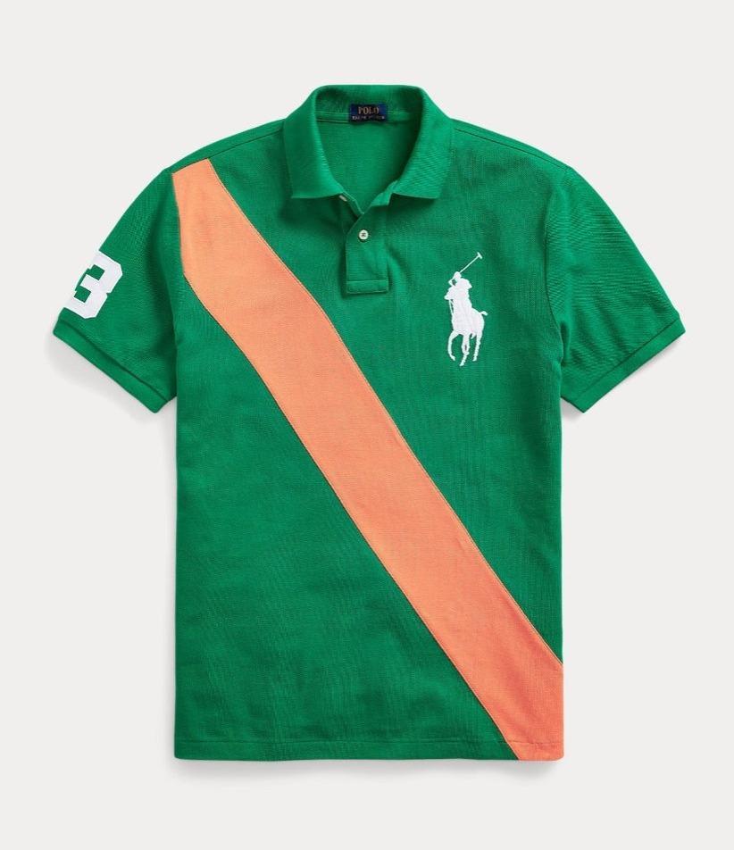 Men's Cotton Printed Polo Shirt - 1 Pc in Stylish Green & Orange