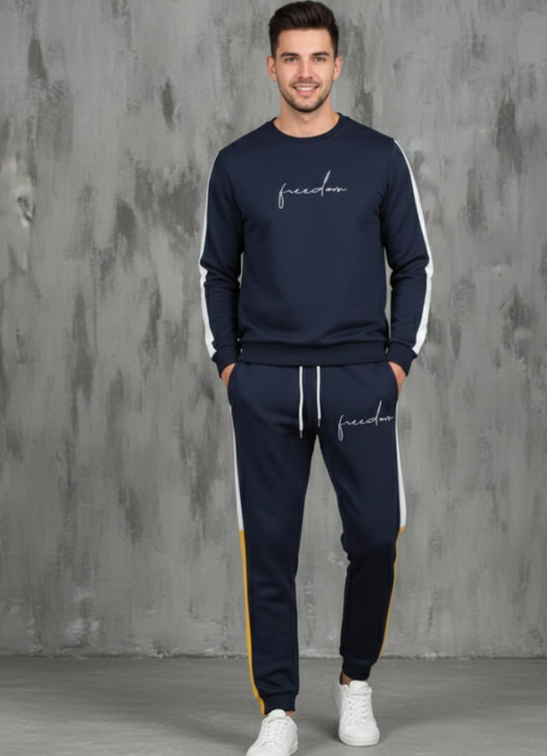 2 Pcs Men Dri Fit Printed Sweatshirt Track Suit