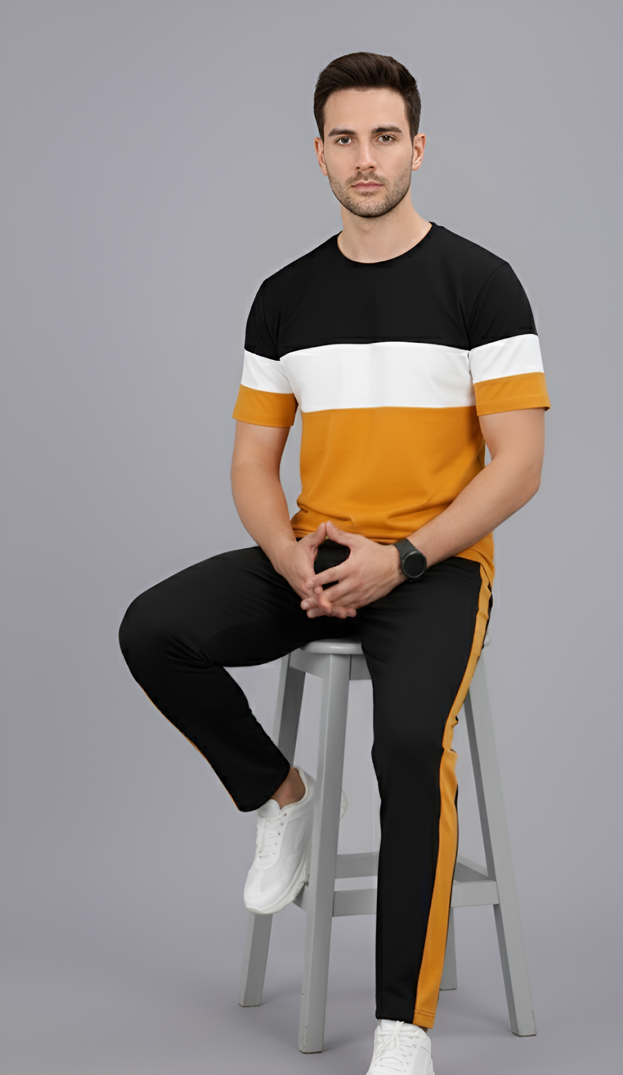 Stylish Yellow Printed Tracksuit Drifit - 2 Pcs for Men